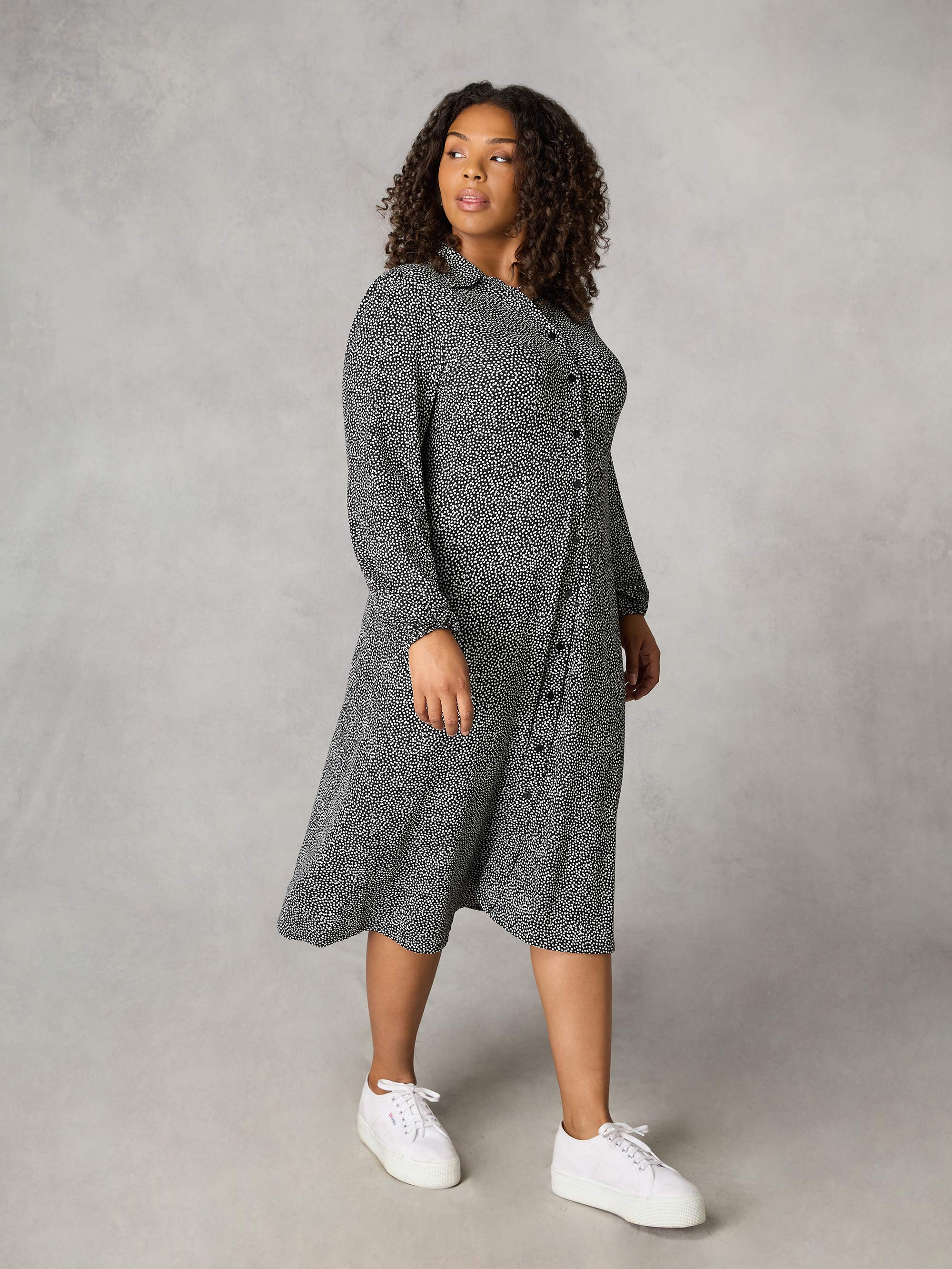 Mono Dash Print Jersey Shirt Dress - Image 2