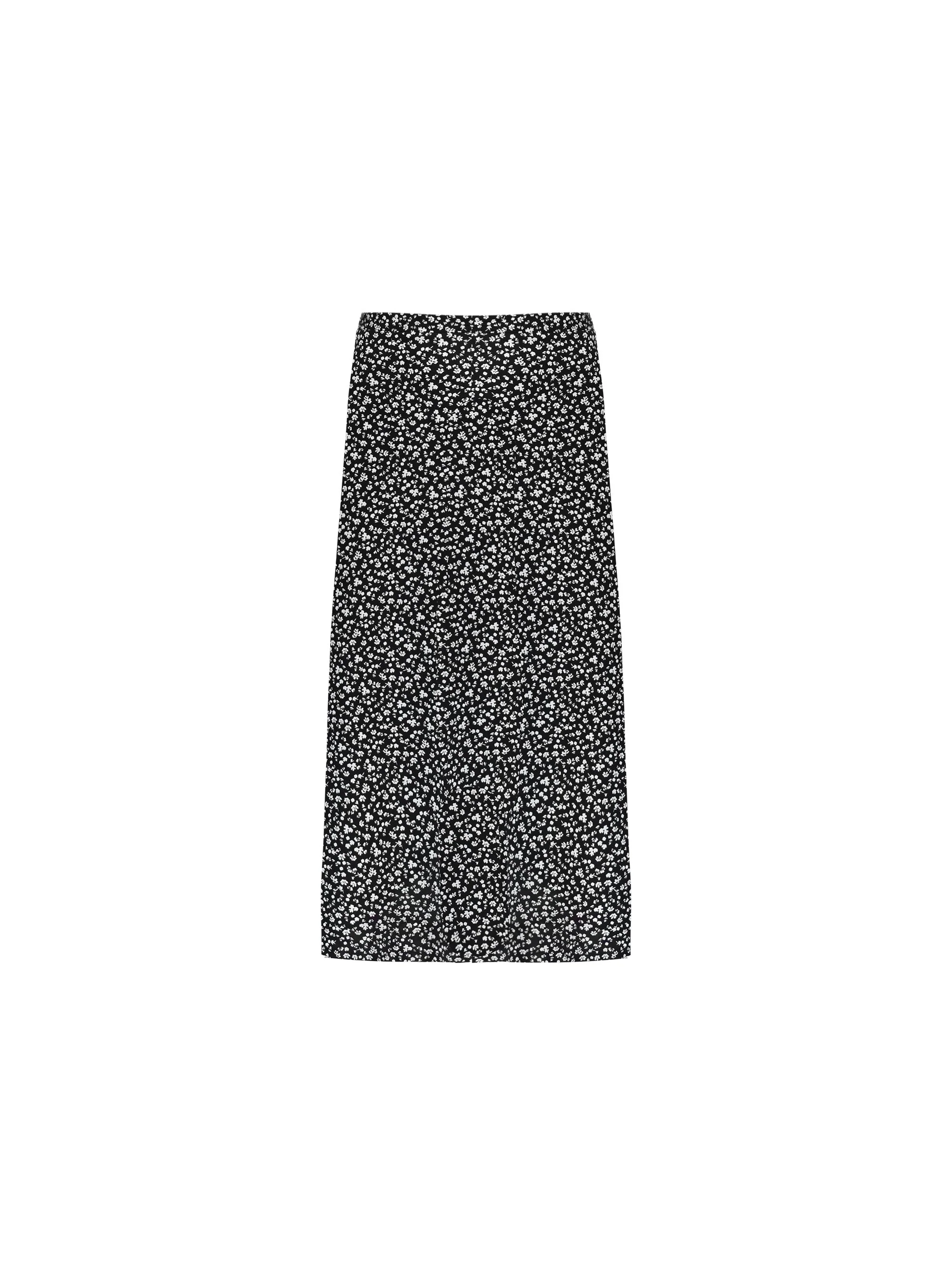 Mono Ditsy Floral Print Jersey Midi Skirt - Image 4