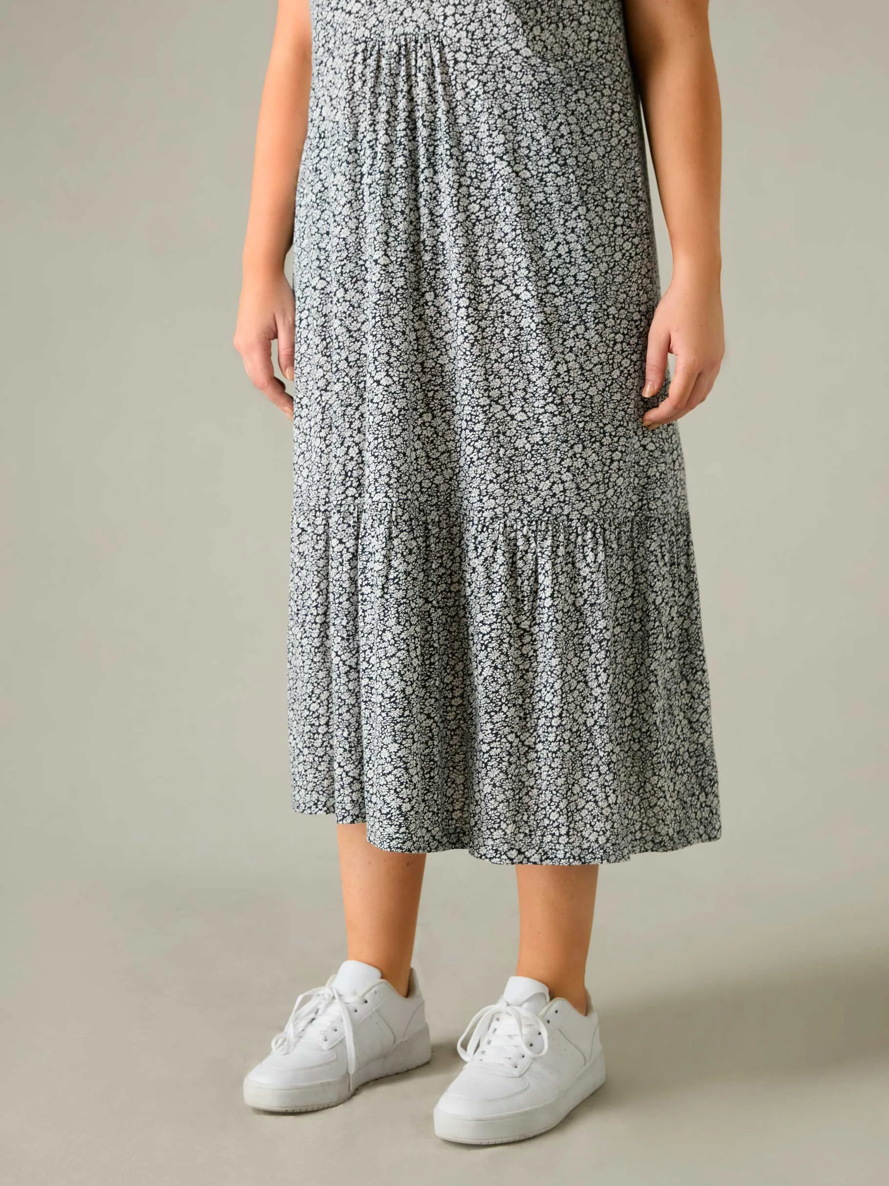 Mono Ditsy Jersey Cap Sleeve Dress - Image 7