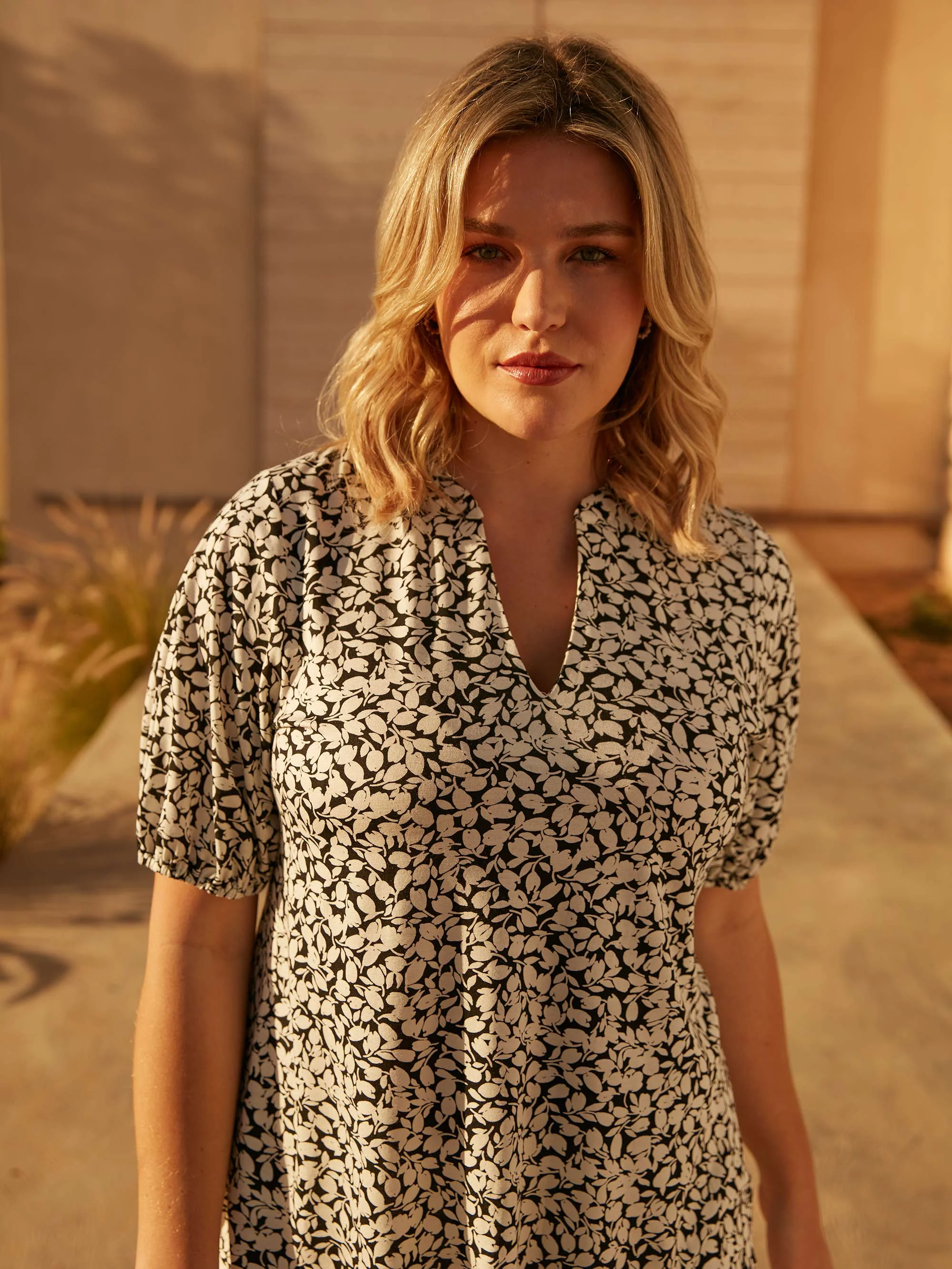 Mono Floral Jersey Blouse - Image 2
