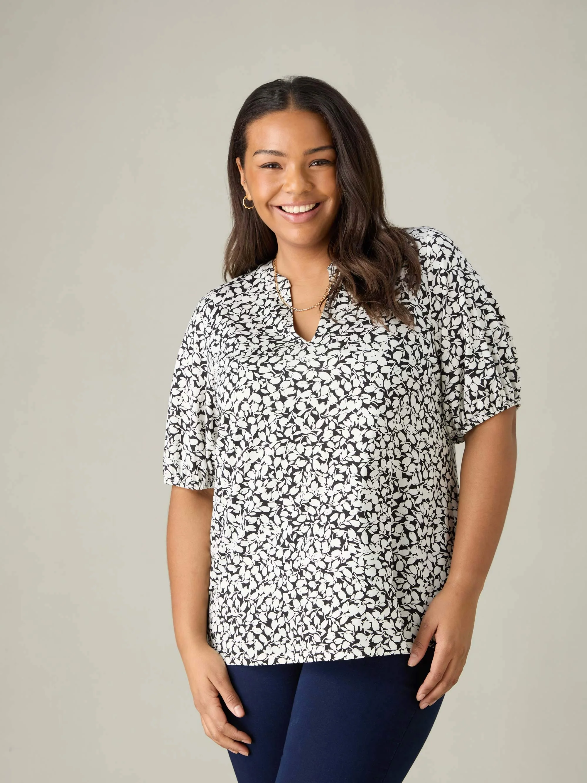 Mono Floral Jersey Blouse - Image 3
