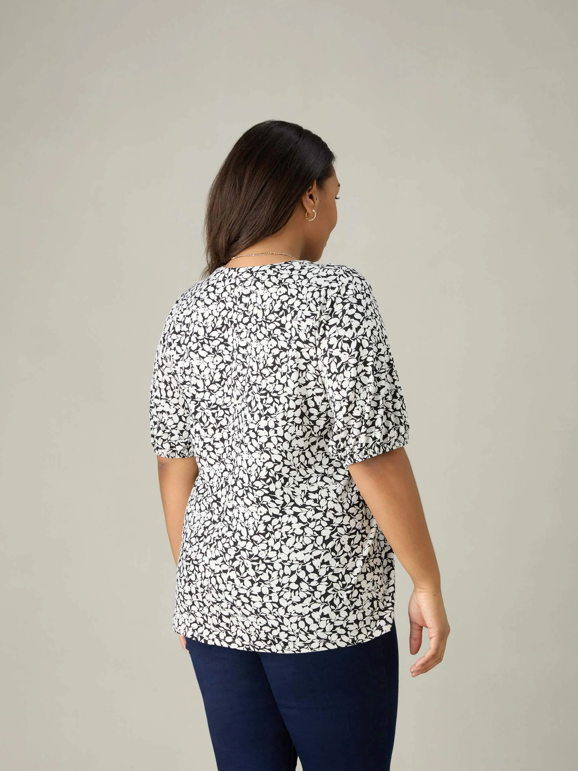 Mono Floral Jersey Blouse - Image 5