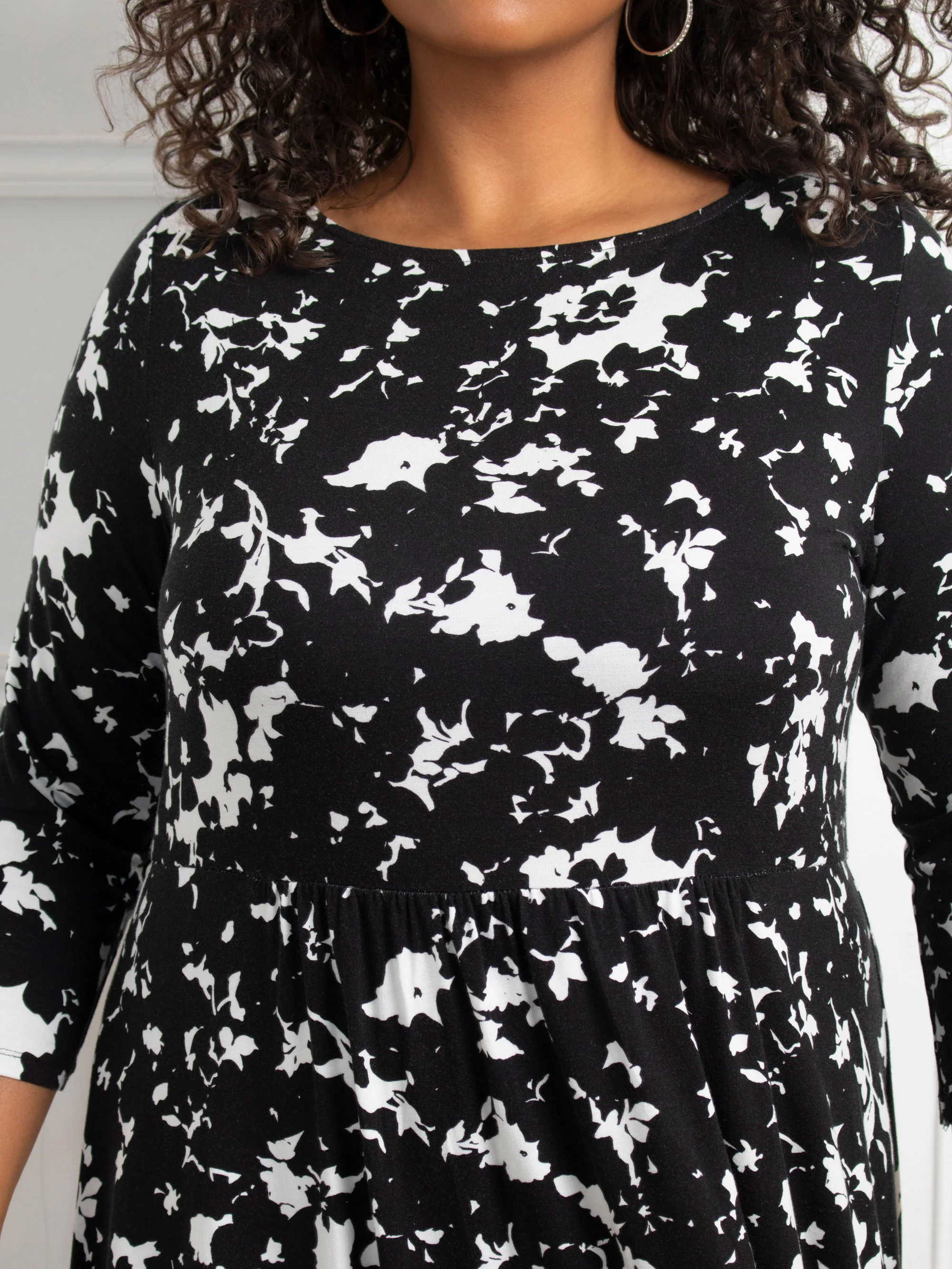 Mono Floral Jersey Midi Dress - Image 3