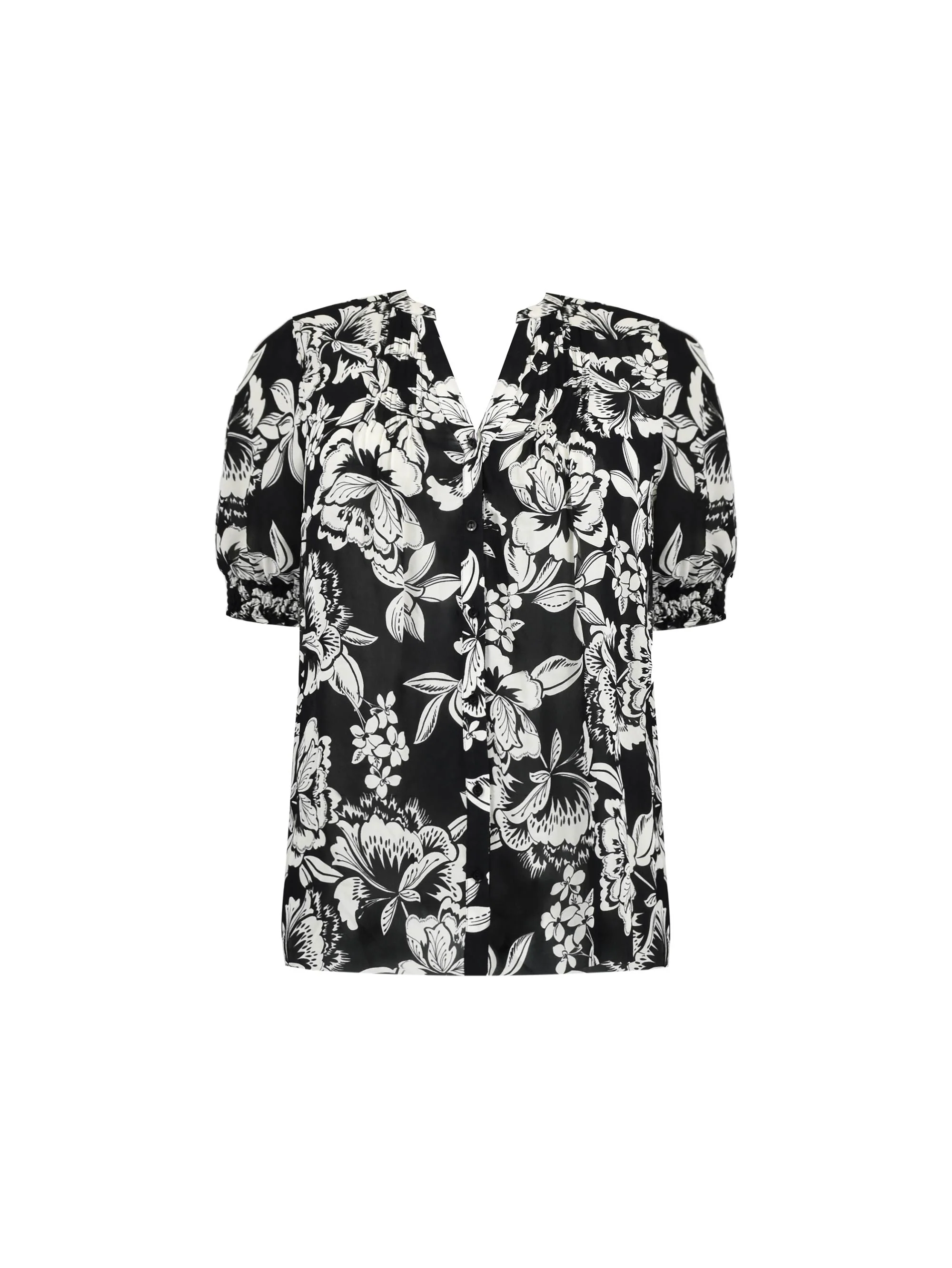 Mono Floral Pintuck Blouse - Image 5