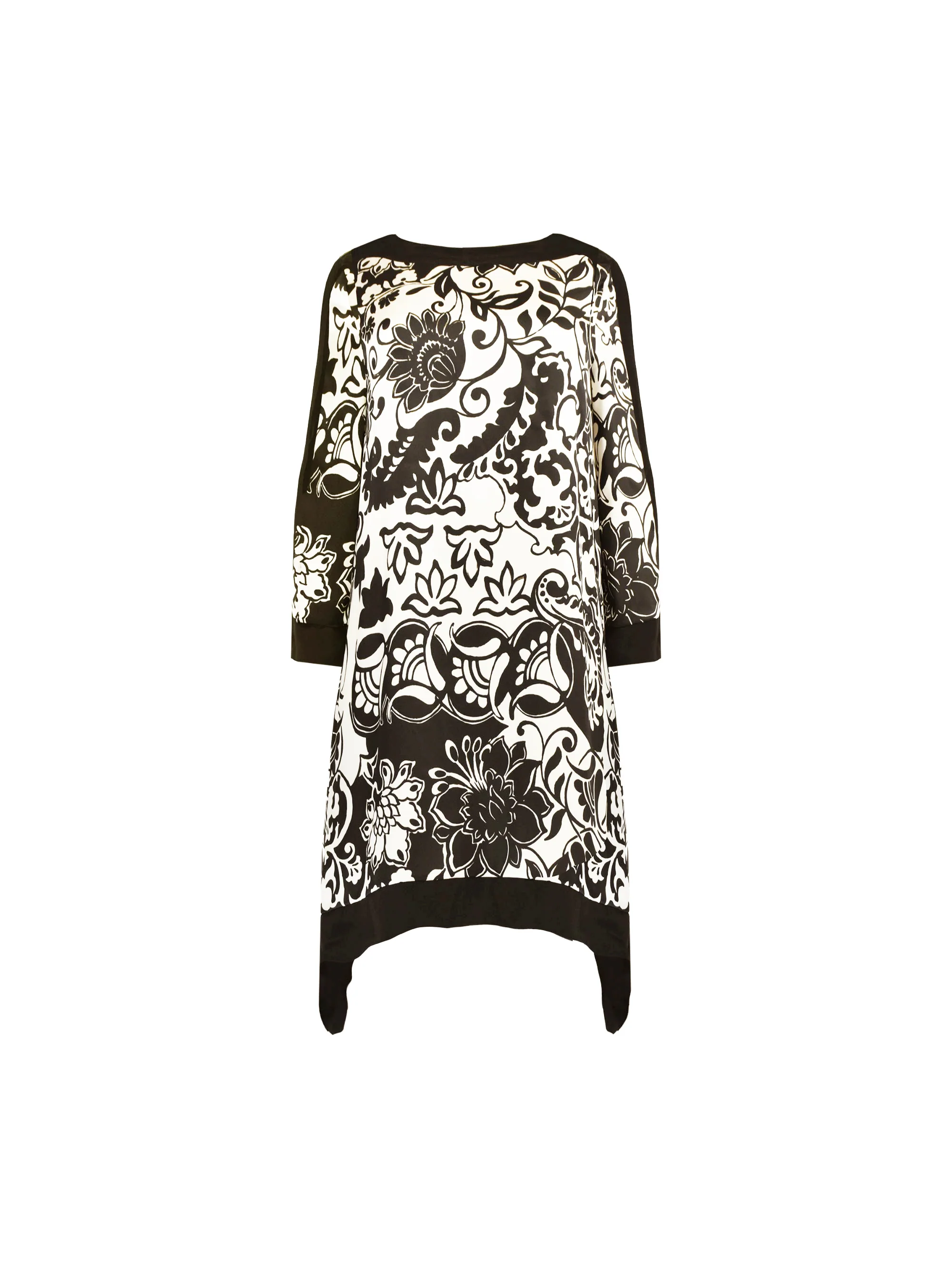Mono Floral Print Hanky Hem Dress - Image 8