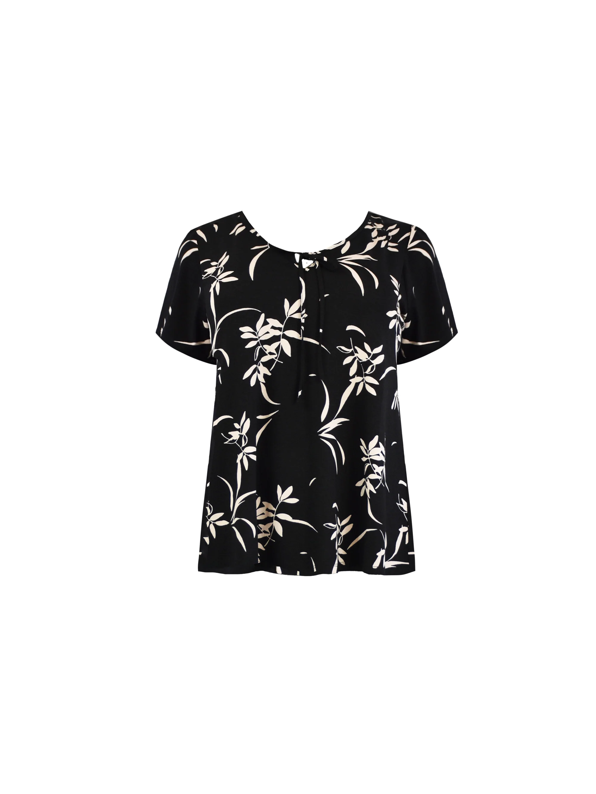 Mono Floral Print Jersey Tie Front Top - Image 6