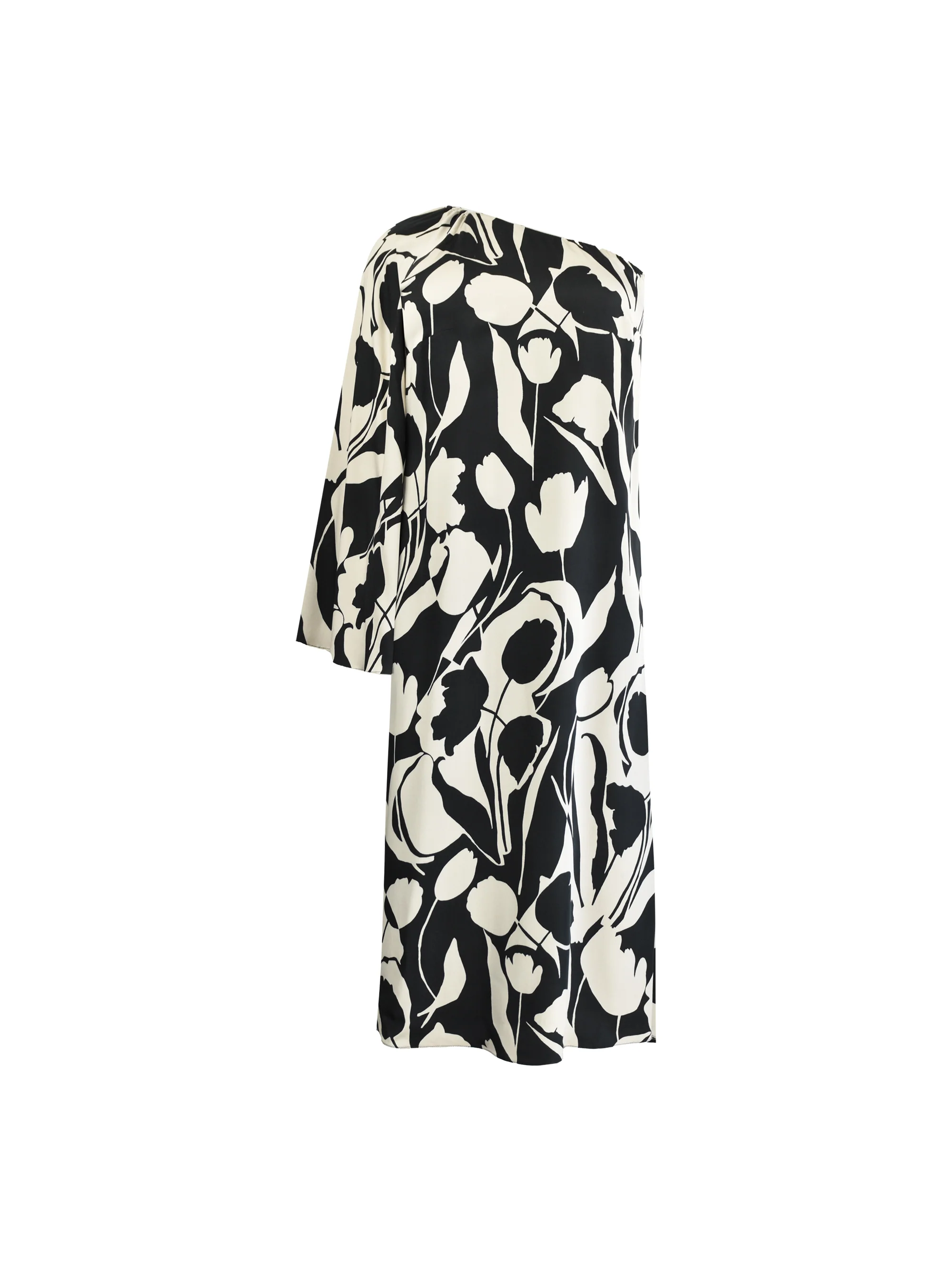 Mono Floral Print One Shoulder Maxi Dress - Image 8