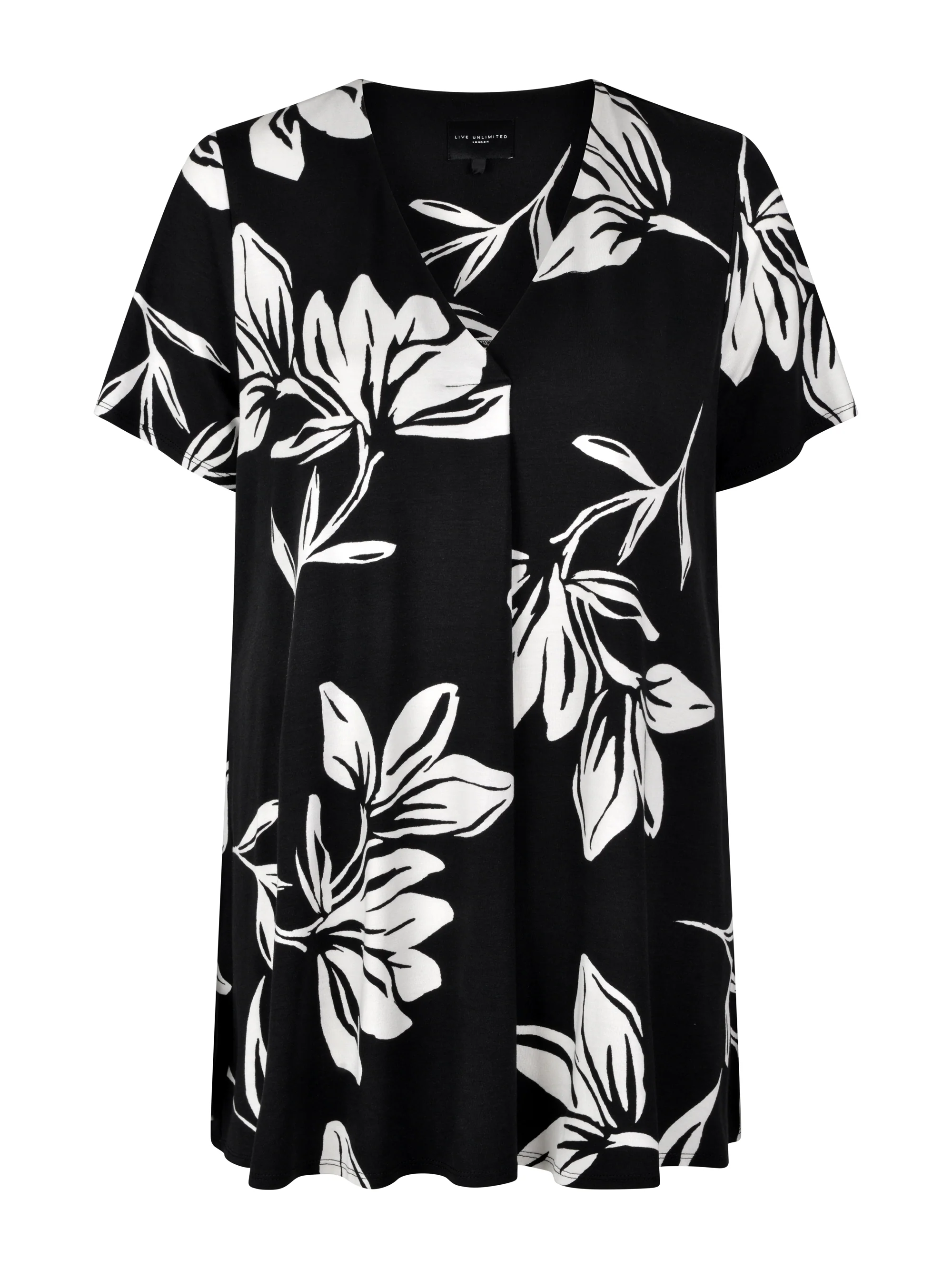 Mono Floral Print Pleat Front Jersey Top - Image 3