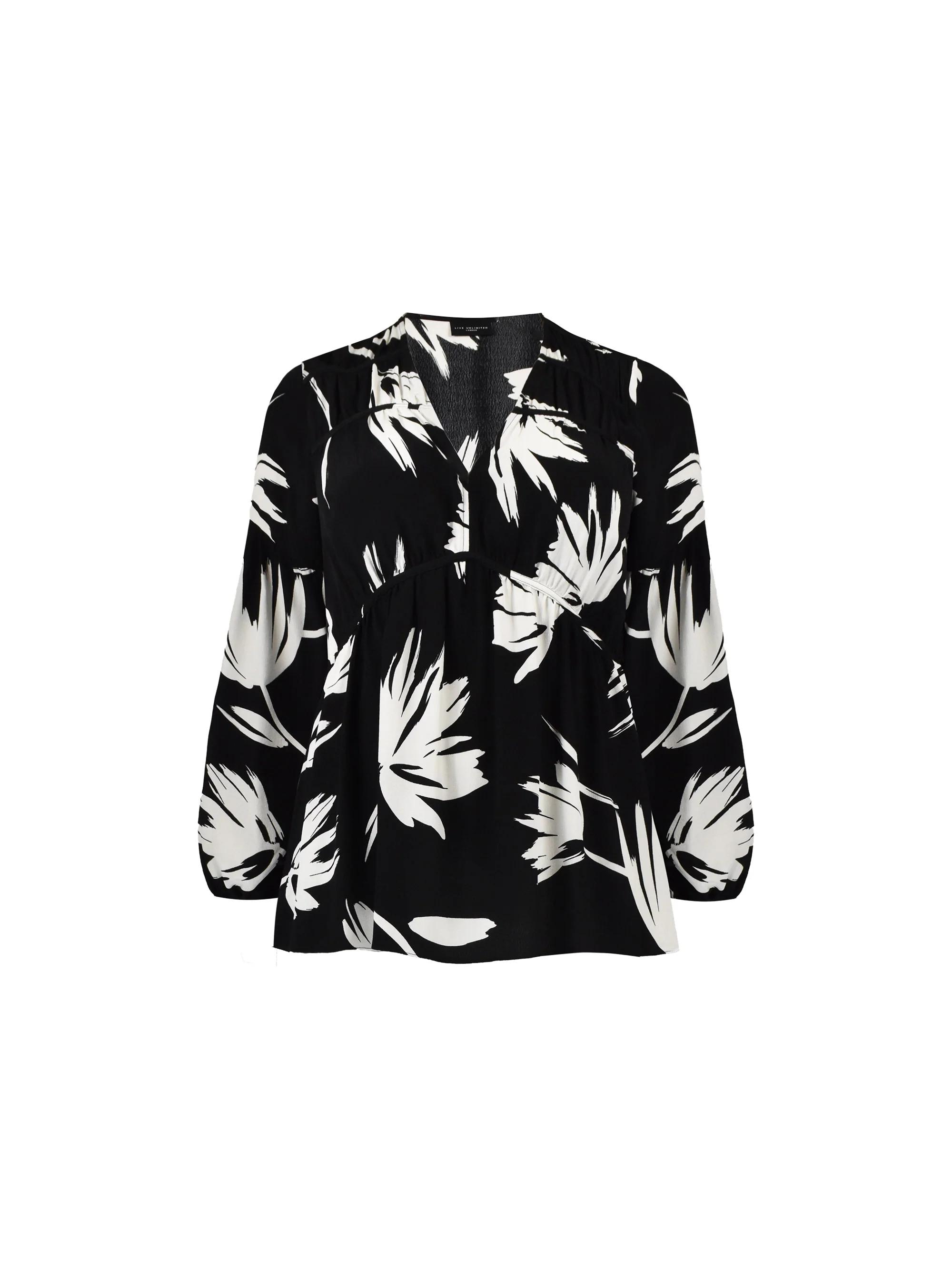 Mono Floral Print Ruched Front Blouse - Image 6