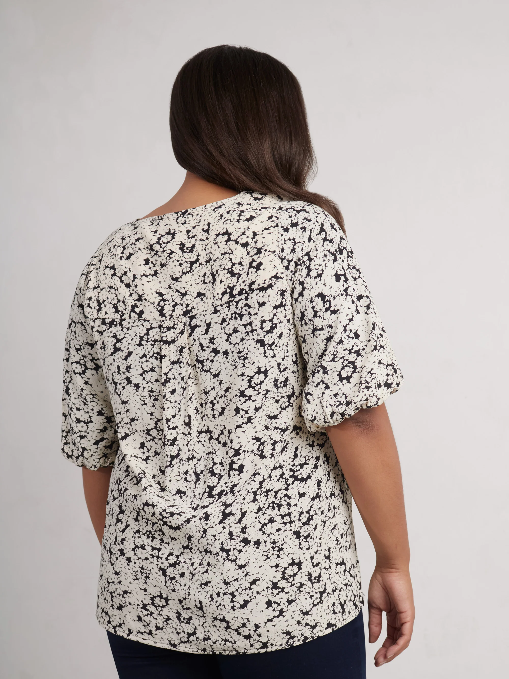 Mono Floral Puff Sleeve Blouse - Image 4
