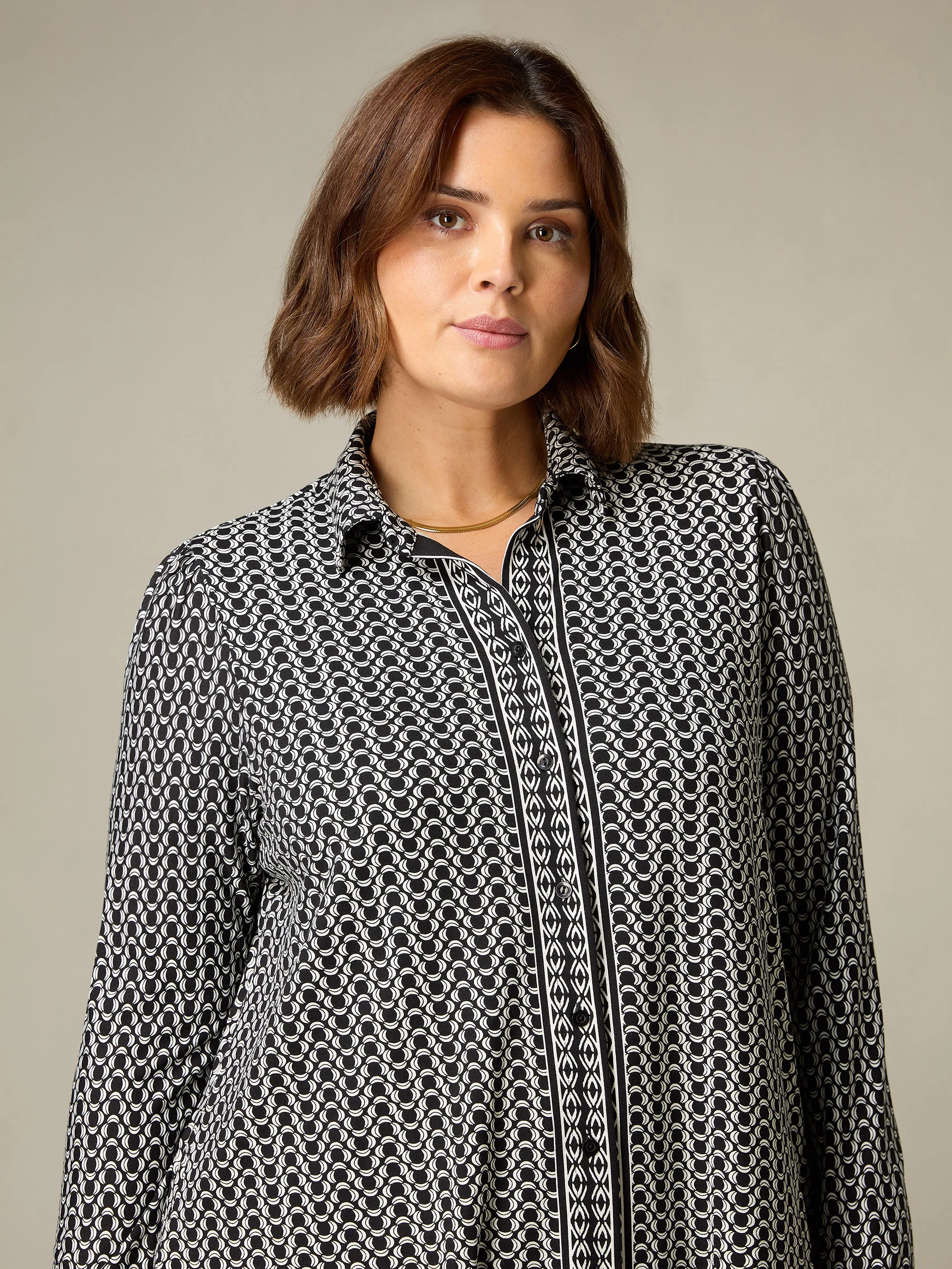 Mono Geo Print Jersey Shirt - Image 2