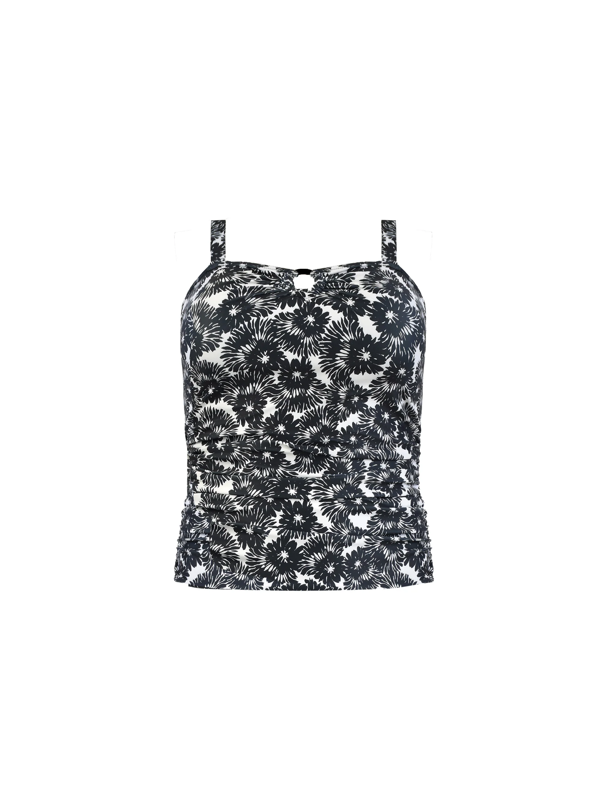 Mono Leaf Print Bandeau Tankini Top - Image 6