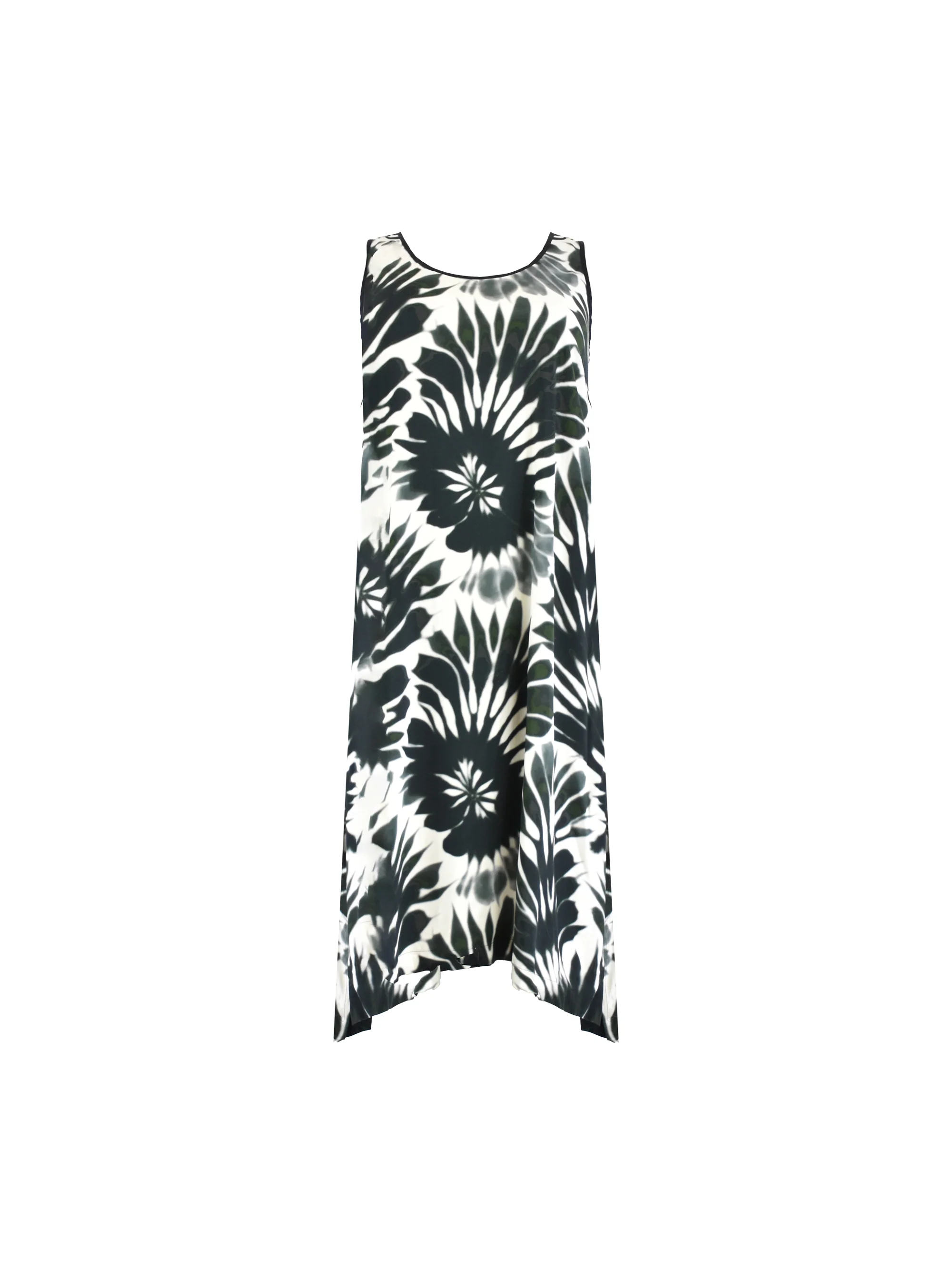 Mono Leaf Print Hanky Hem Dress - Image 6