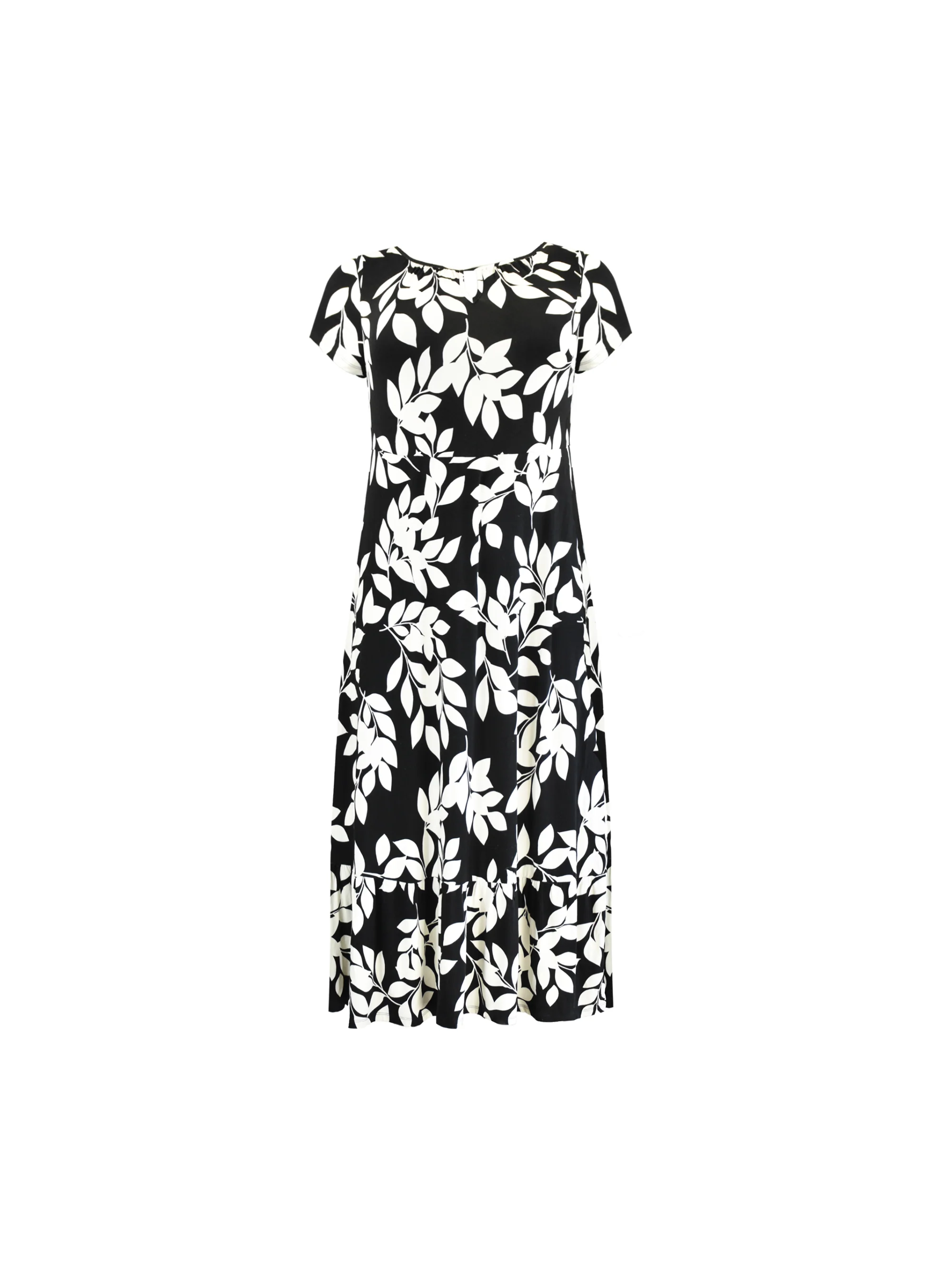 Mono Leaf Print Jersey Keyhole Maxi Dress - Image 8