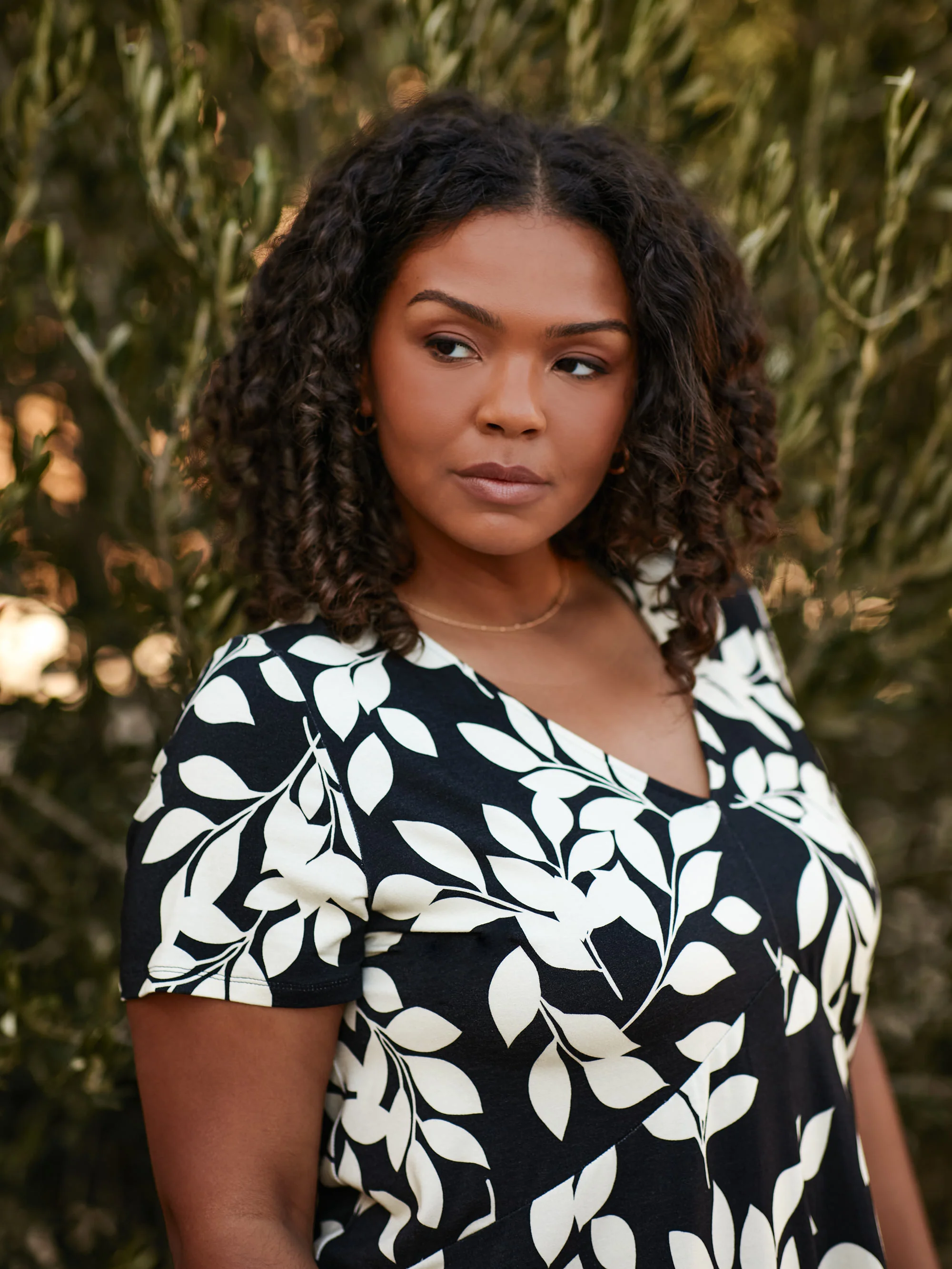 Mono Leaf Print Jersey Relaxed Top - Image 2