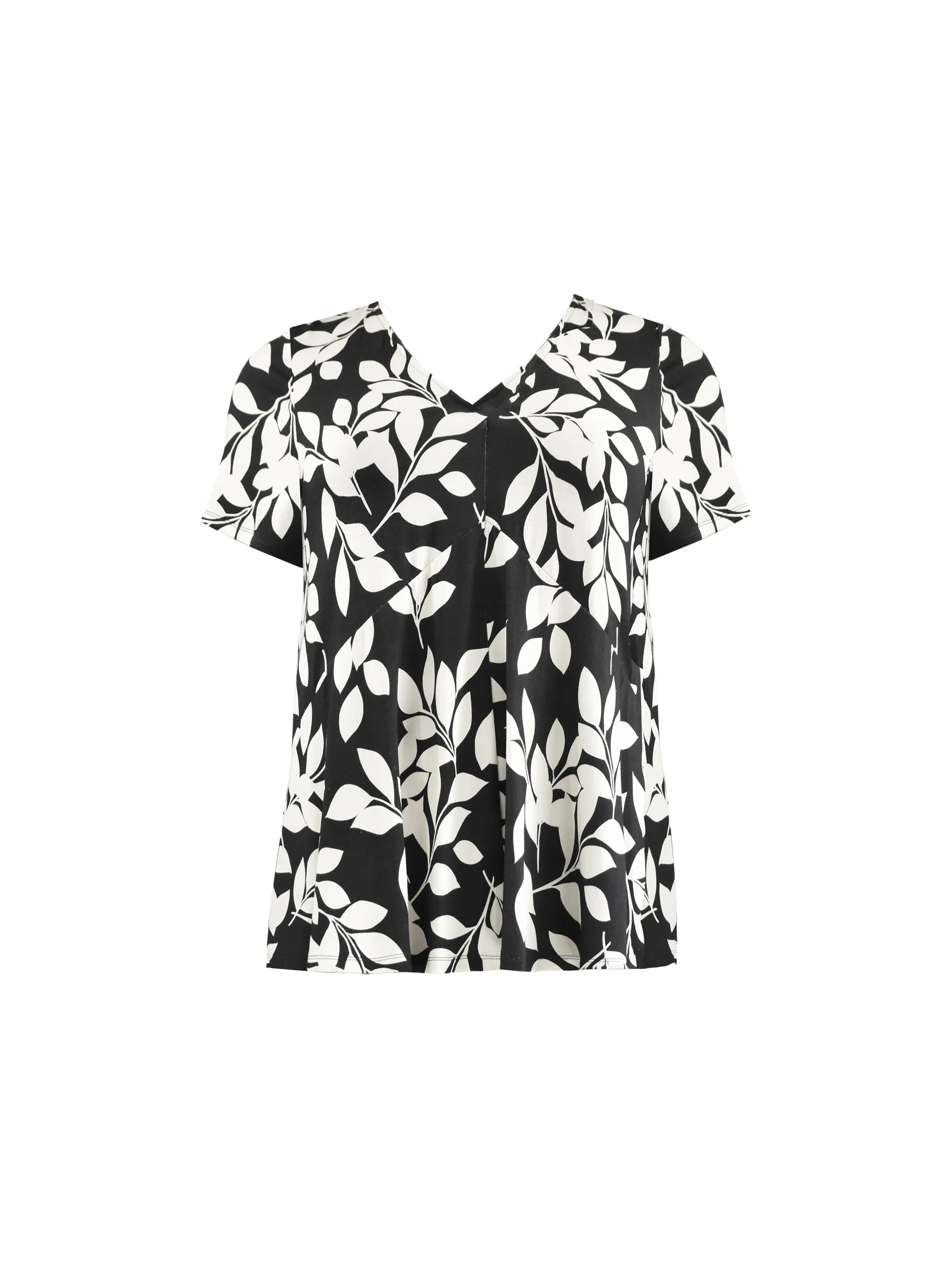 Mono Leaf Print Jersey Relaxed Top - Image 7