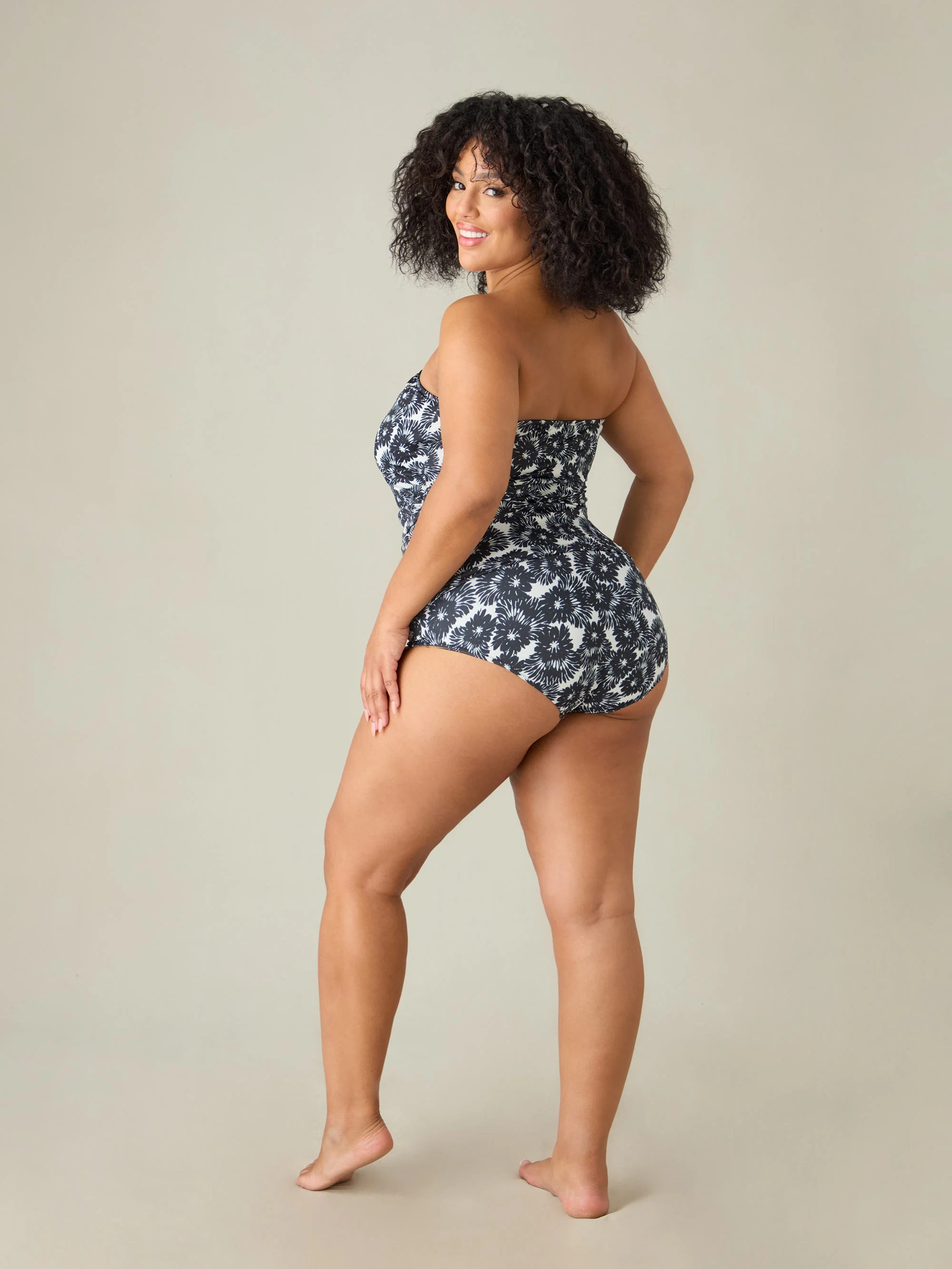 Mono Leaf Print Tankini Bottom - Image 3