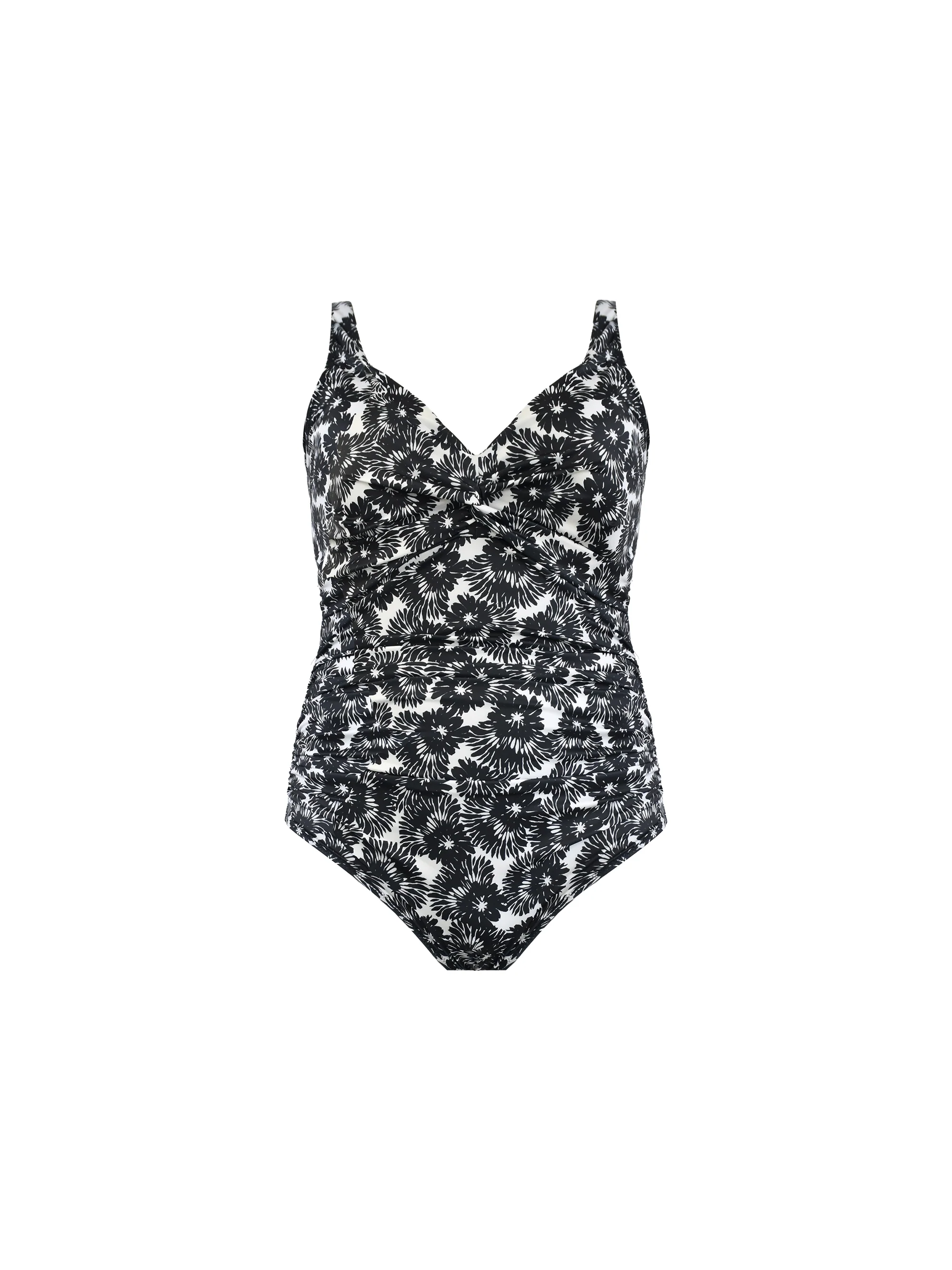Mono Leaf Print Twist Front Swimsuit - Image 6