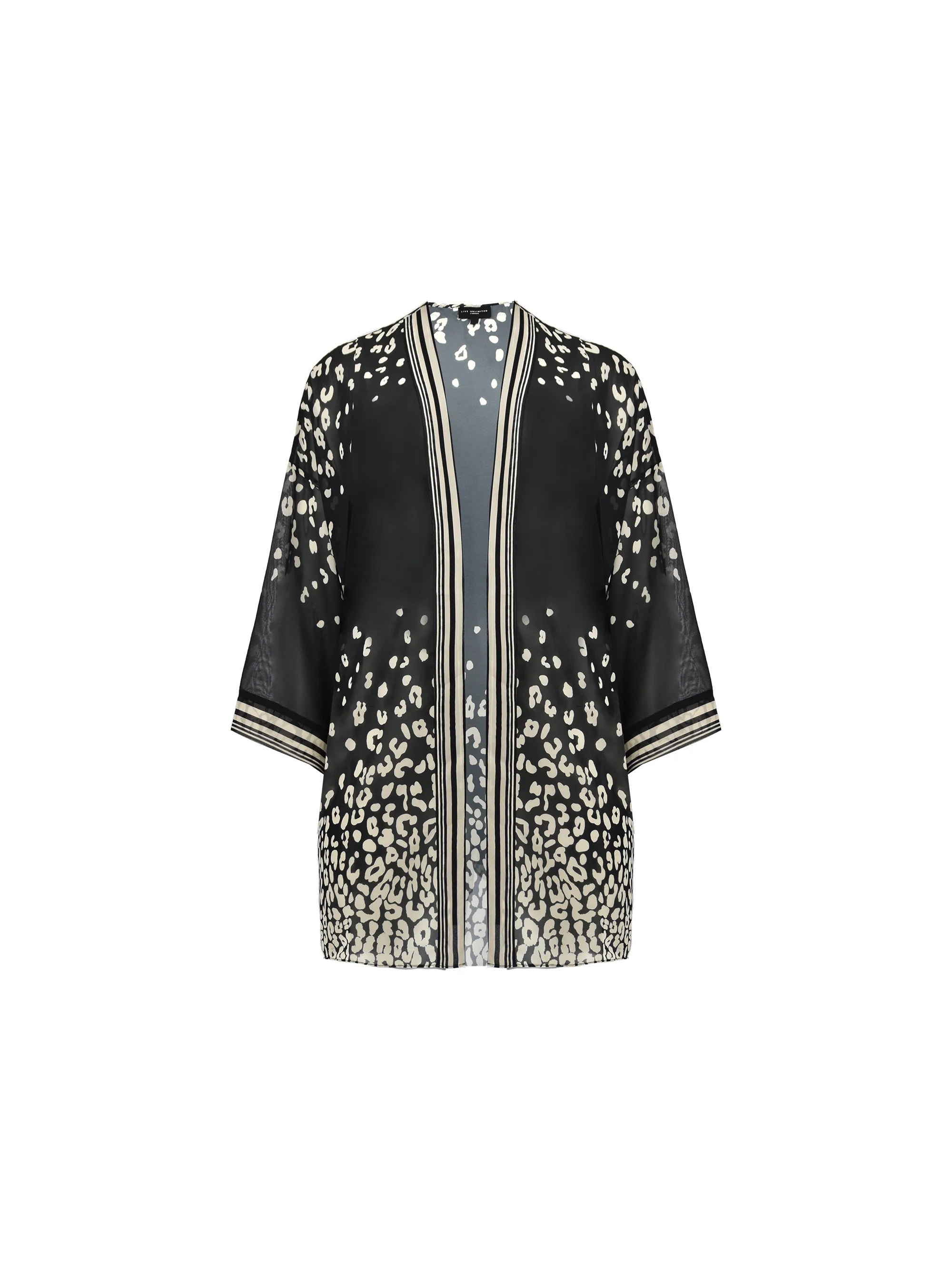 Mono Leopard Print Chiffon Kimono - Image 4