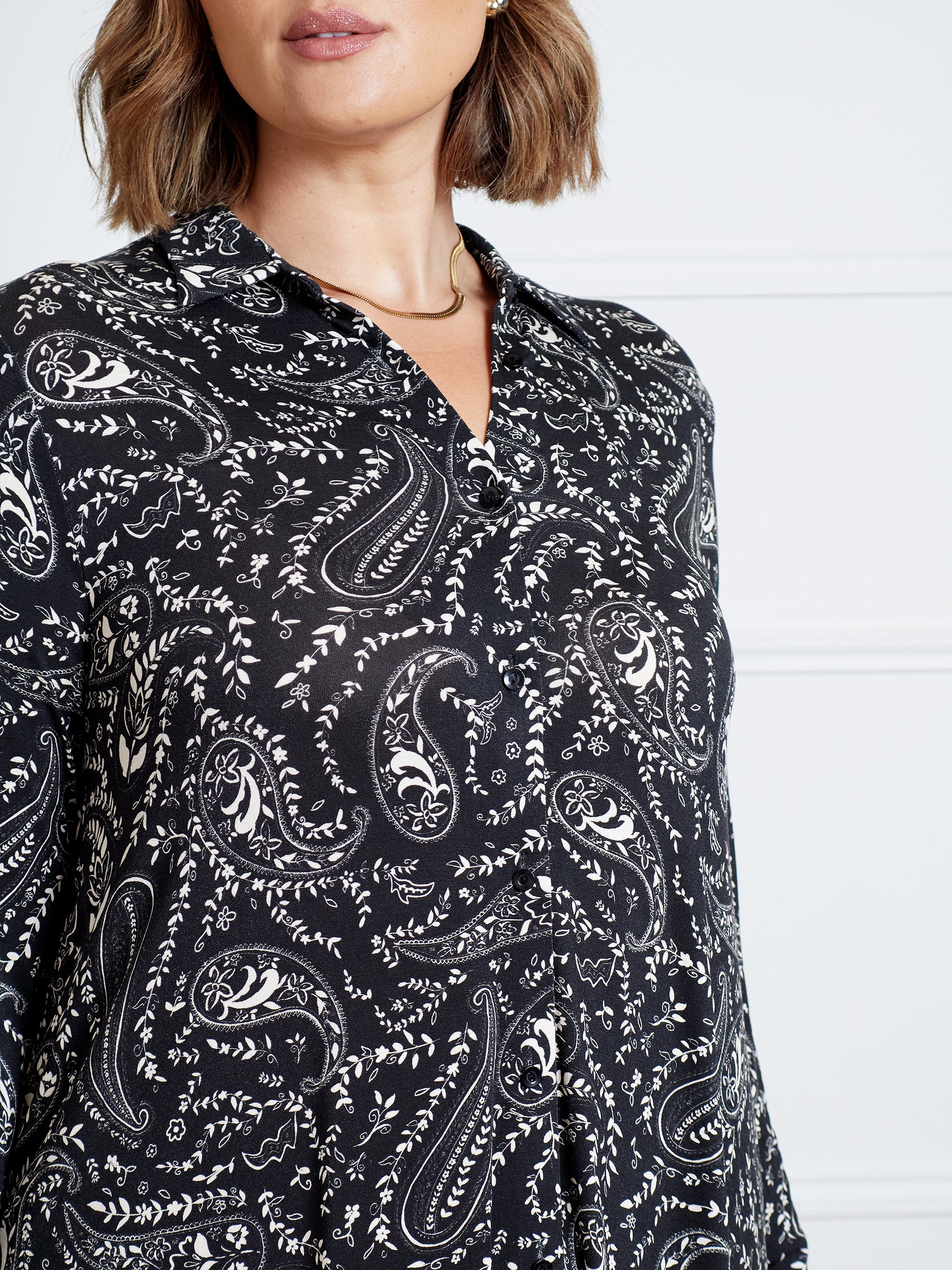 Mono Paisley Long Sleeve Jersey Shirt Dress - Image 2