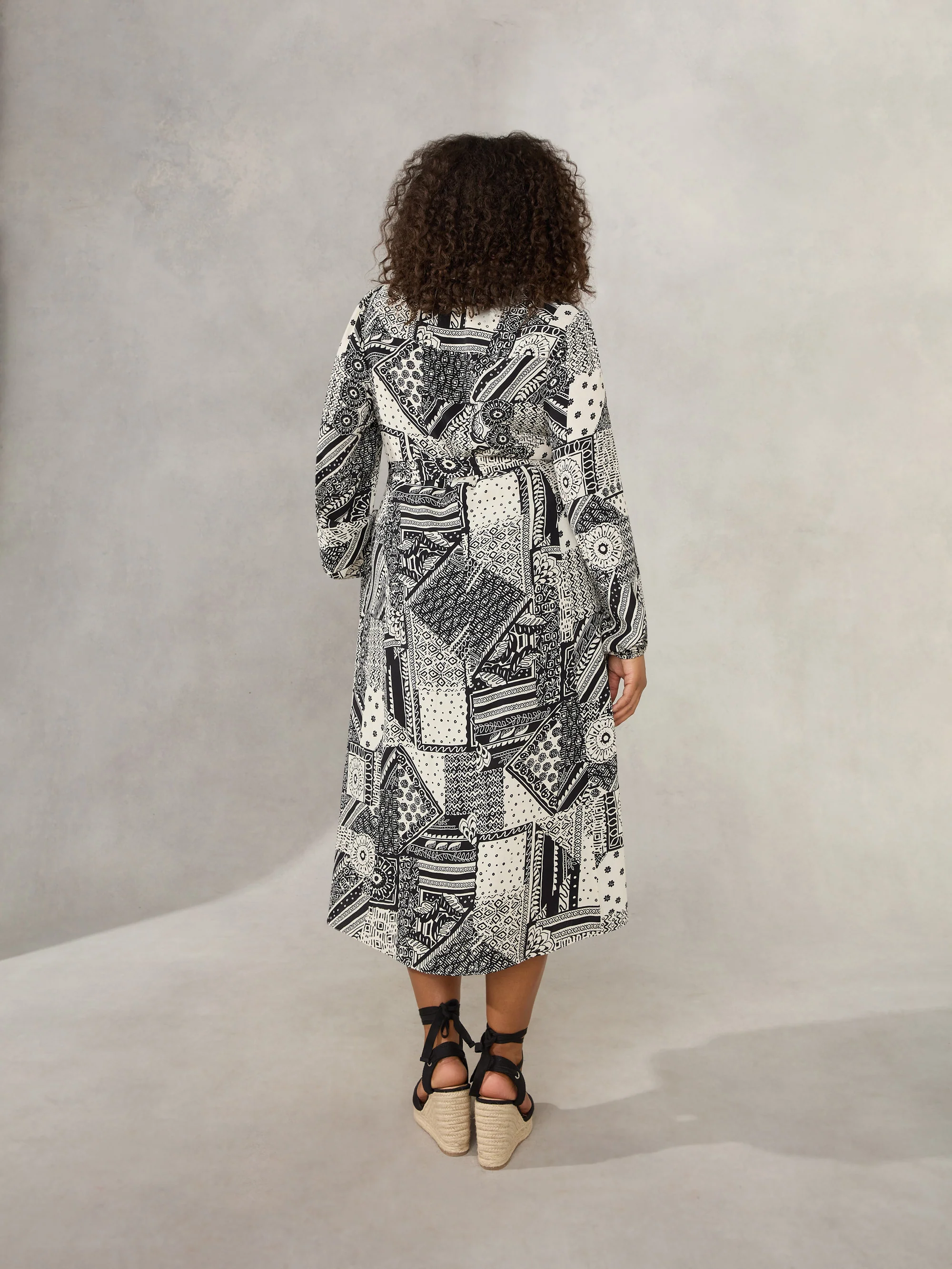 Mono Patchwork Paisley Print Midi Shirt Dress - Image 5