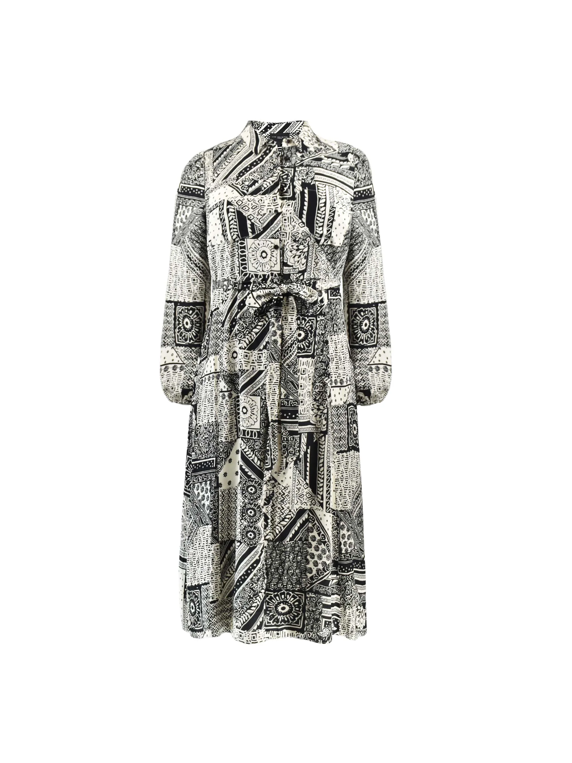 Mono Patchwork Paisley Print Midi Shirt Dress - Image 6