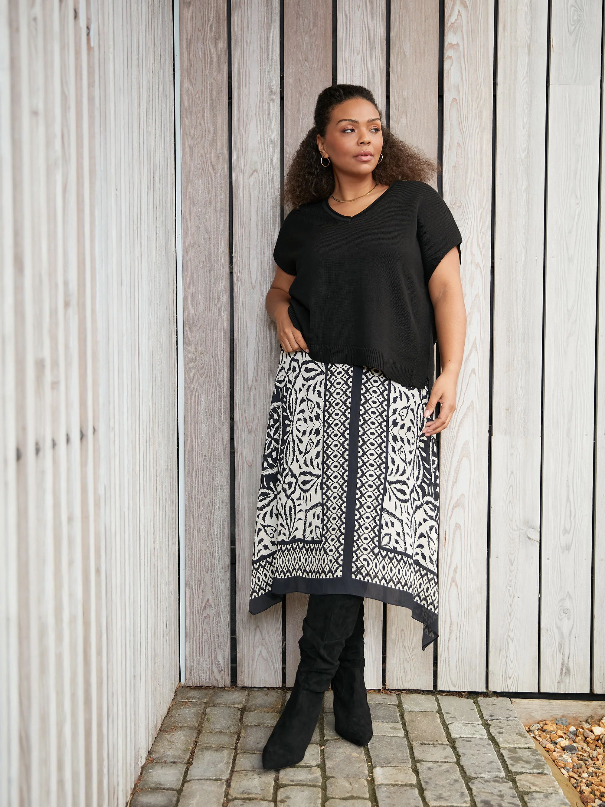Mono Placement Print Hanky Hem Skirt - Image 8