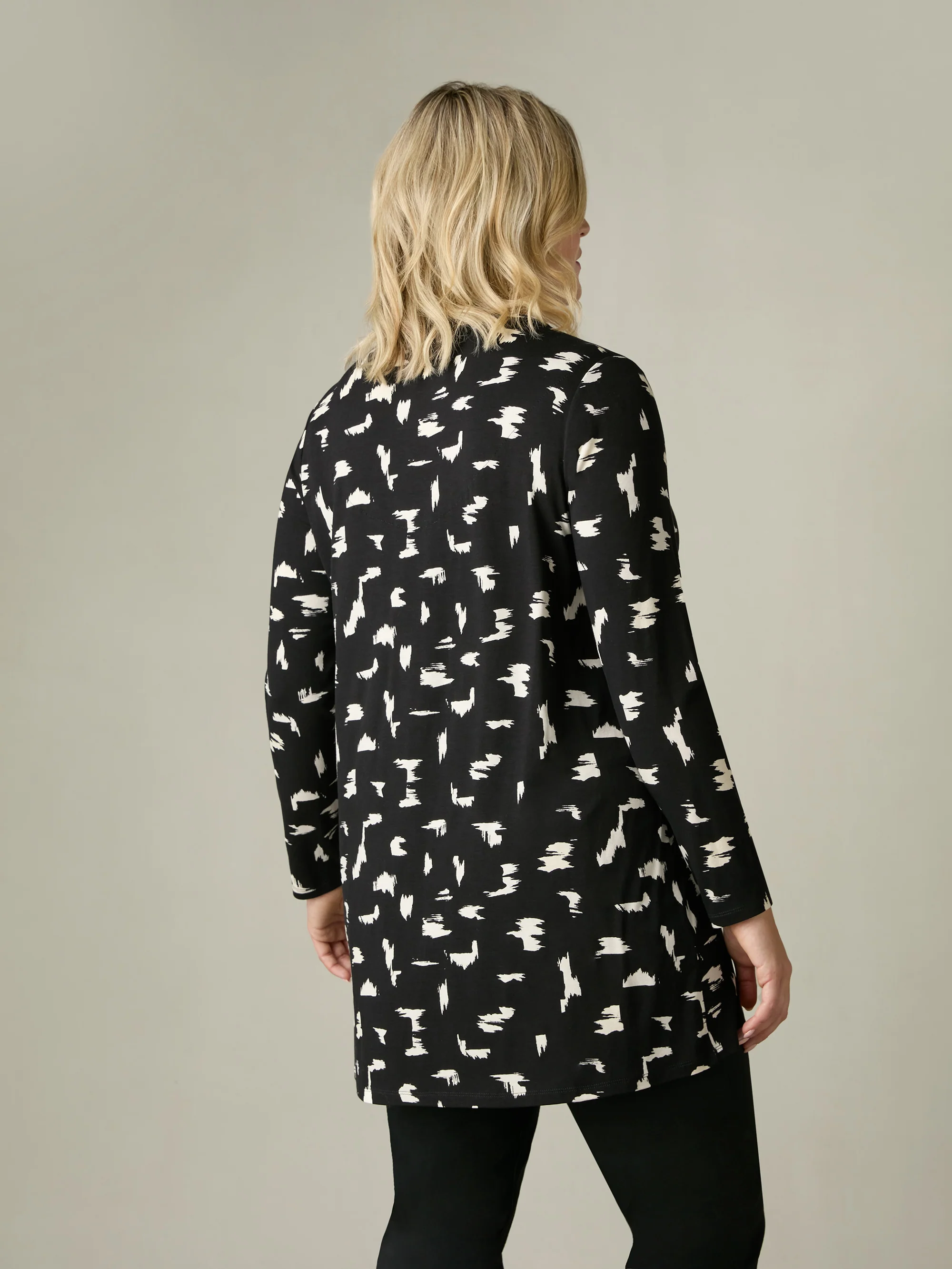 Mono Smudge Print Jersey V-Neck Tunic - Image 5