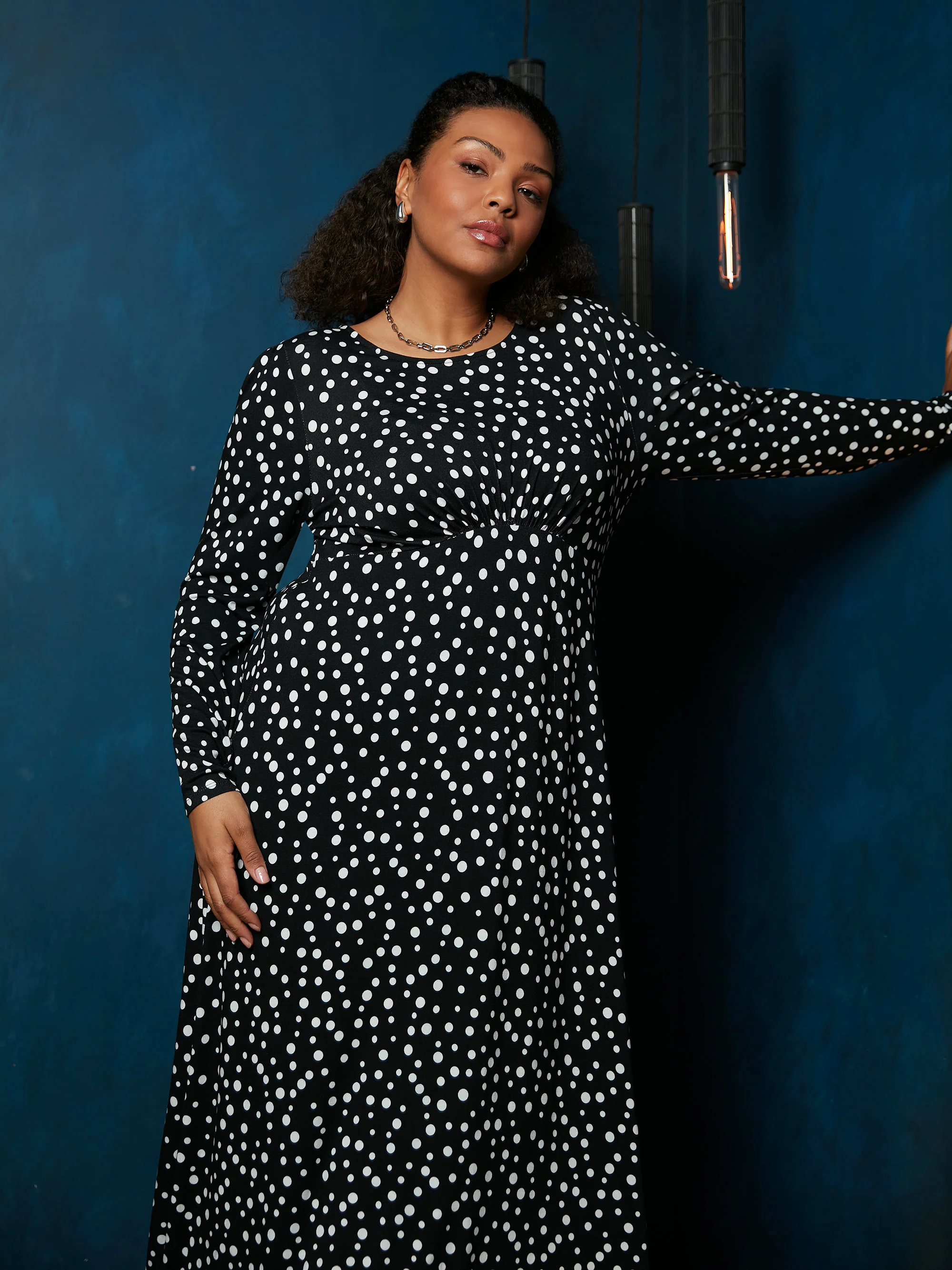 Mono Spot Empire Seam Midi Dress - Image 2