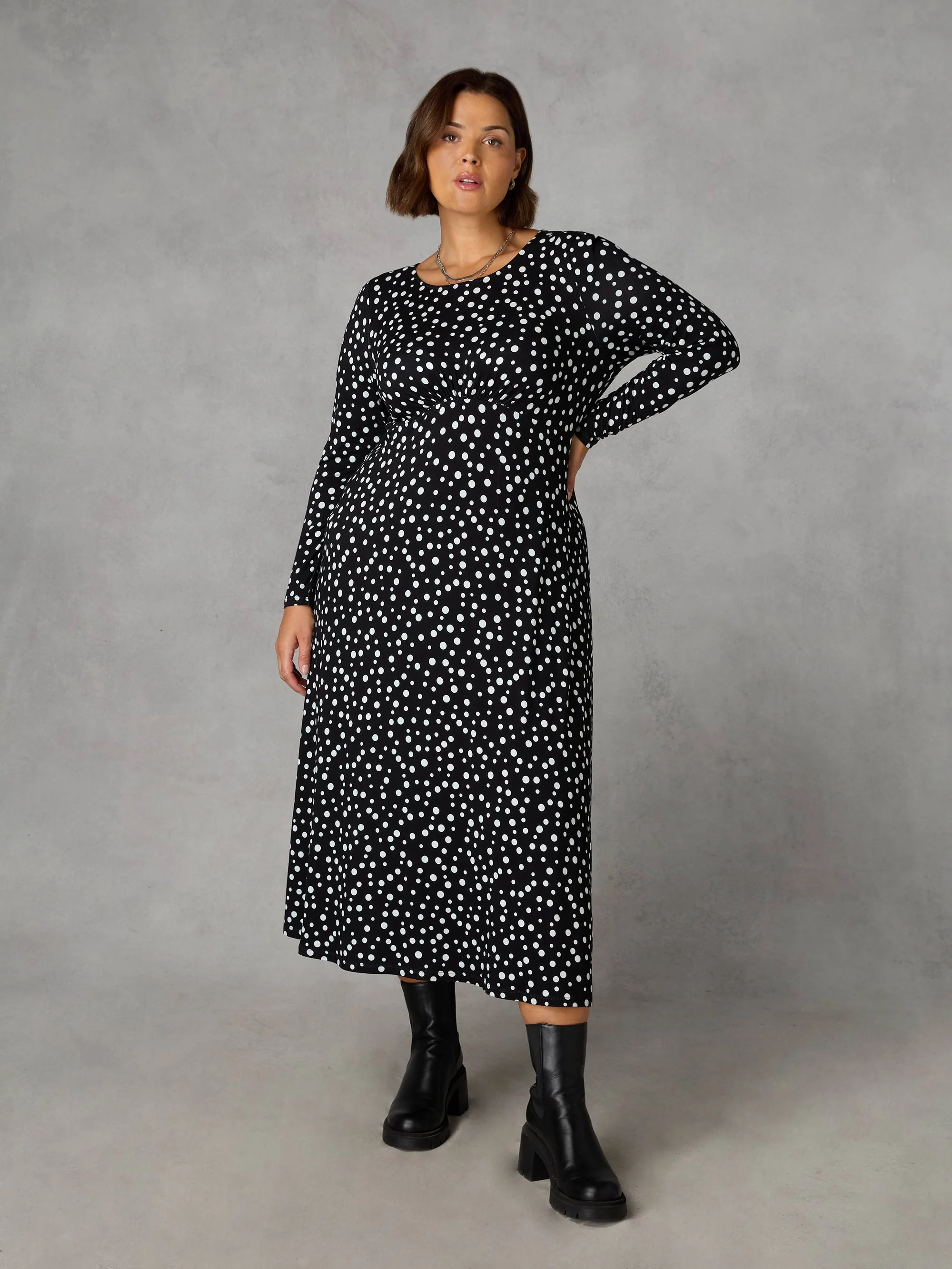 Mono Spot Empire Seam Midi Dress - Image 3