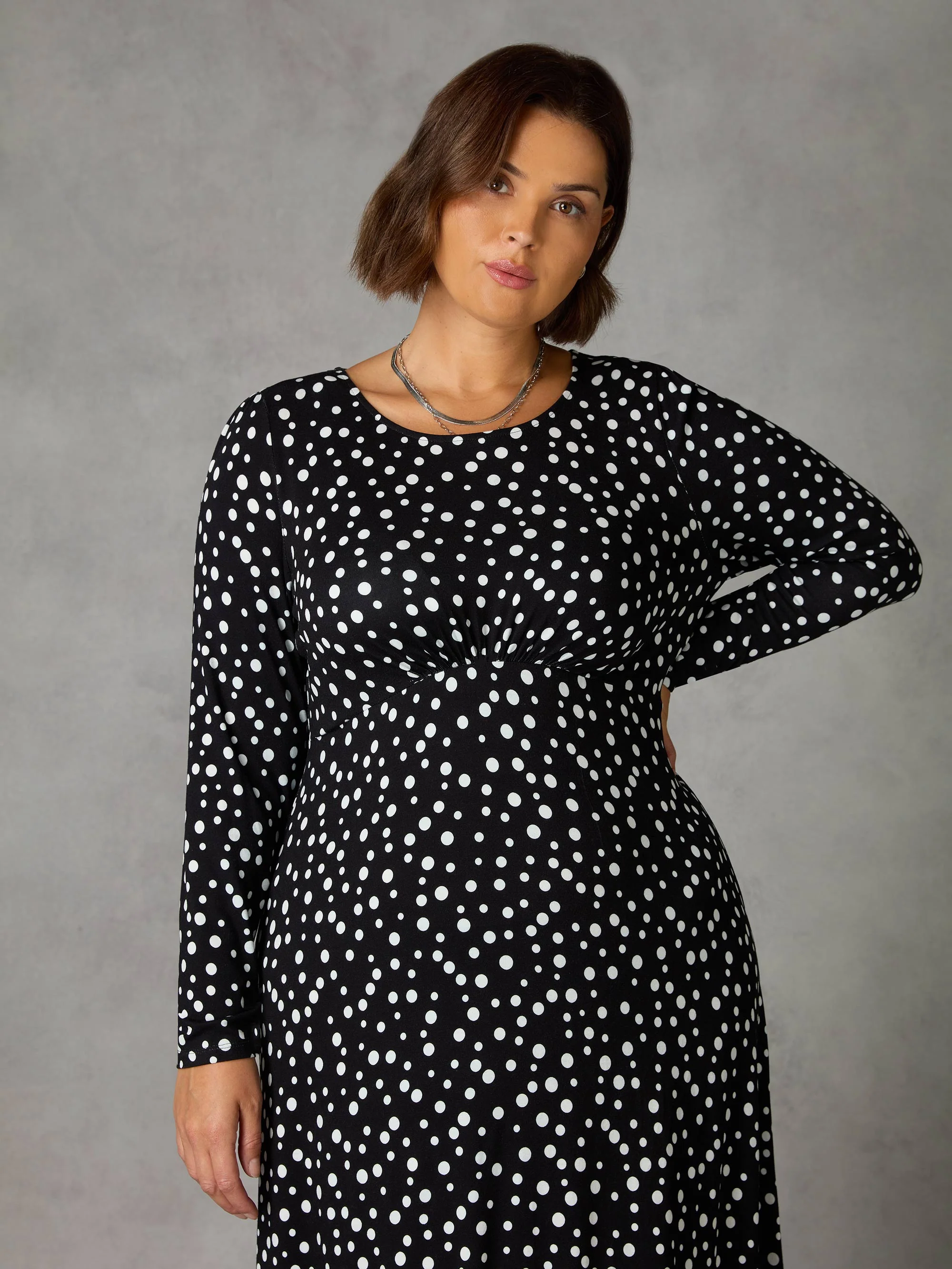 Mono Spot Empire Seam Midi Dress - Image 4