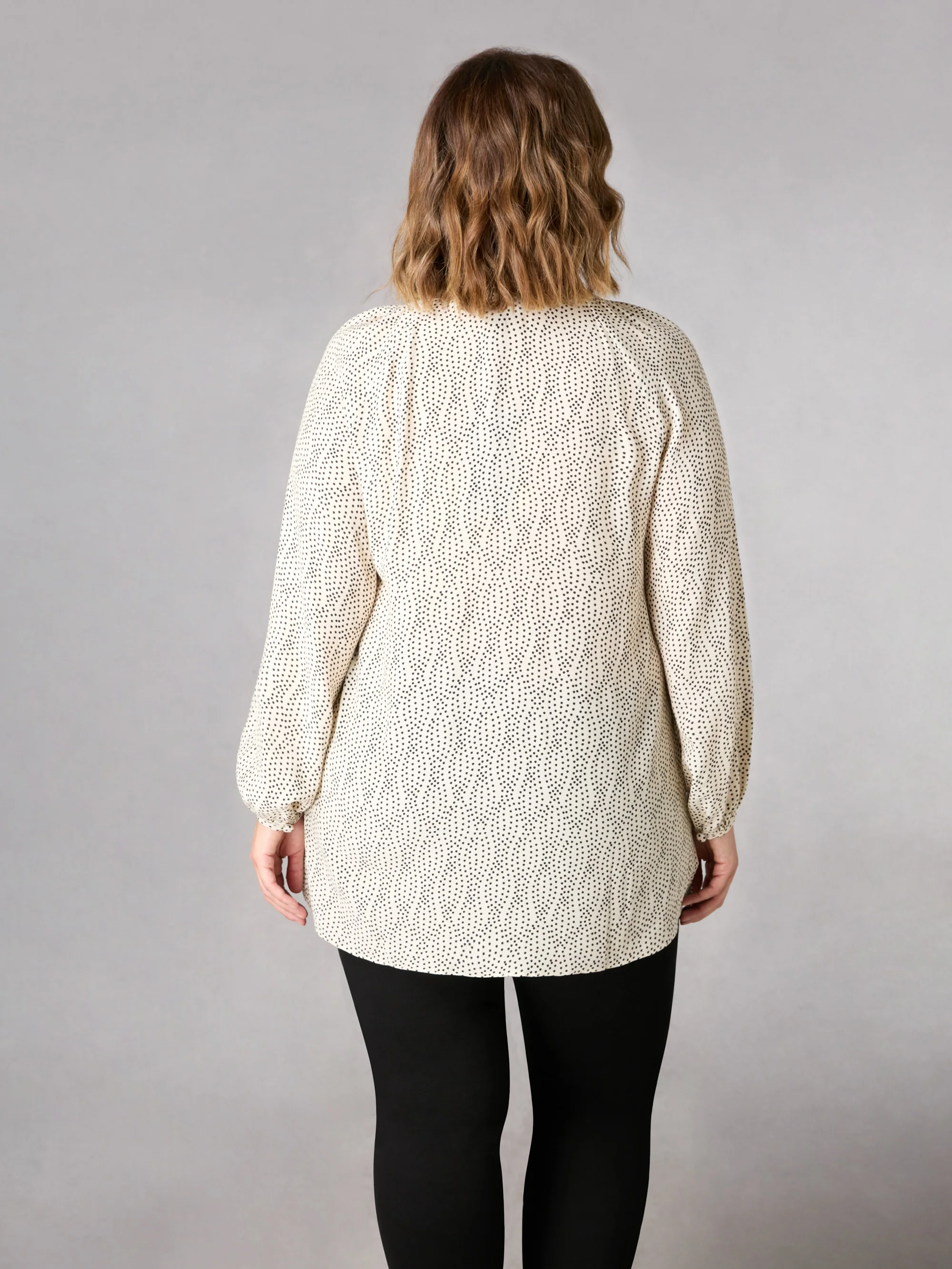 Mono Spot Pleated Yoke Boho Blouse - Image 5