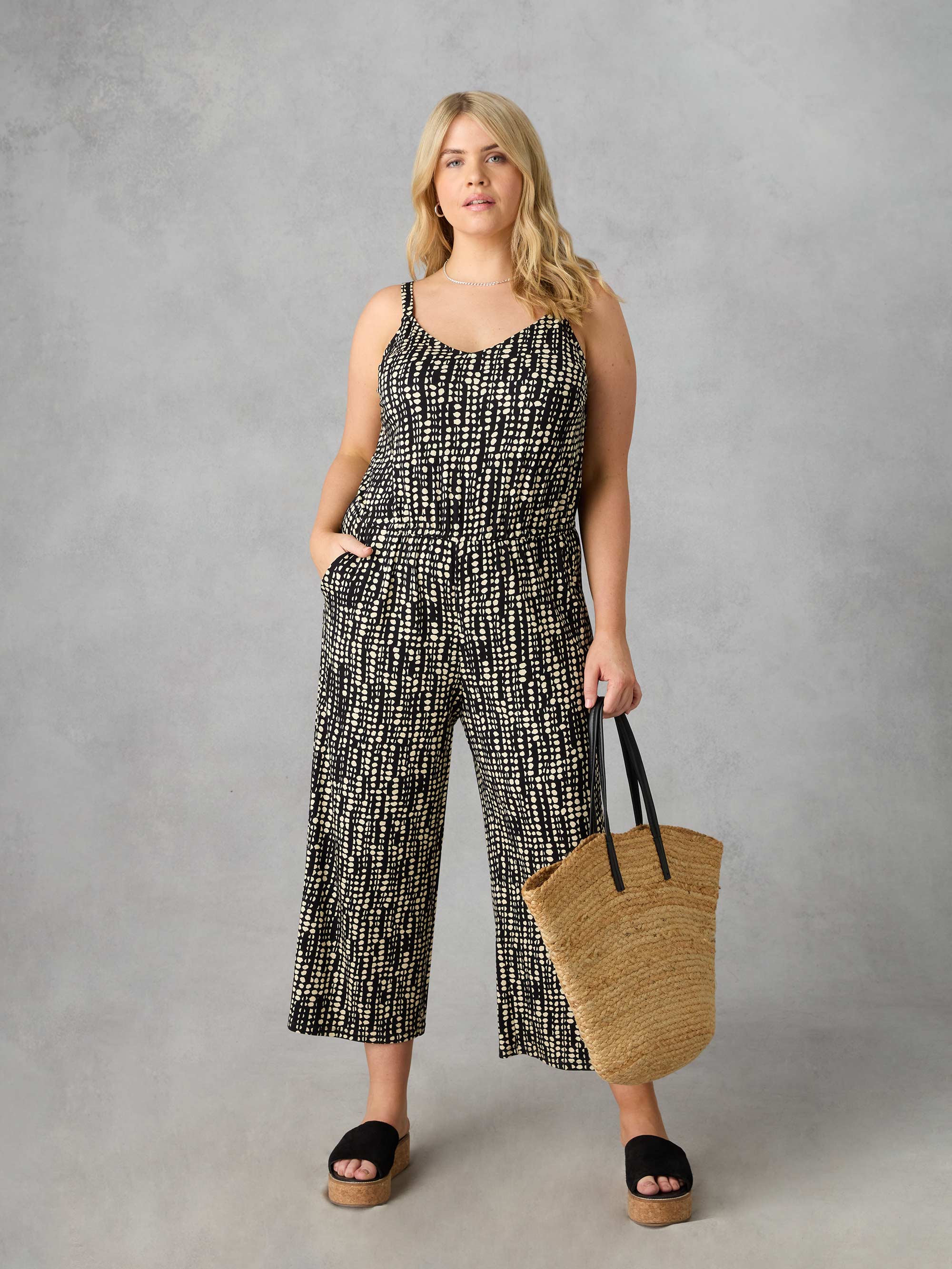Mono Spot Print Jersey Jumpsuit - Image 3