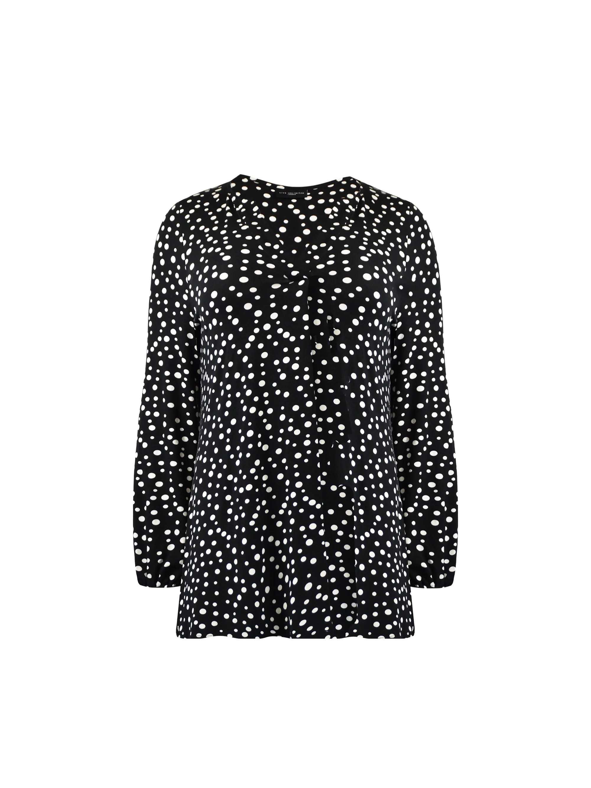 Mono Spot Print Jersey Notch Front Top - Image 6