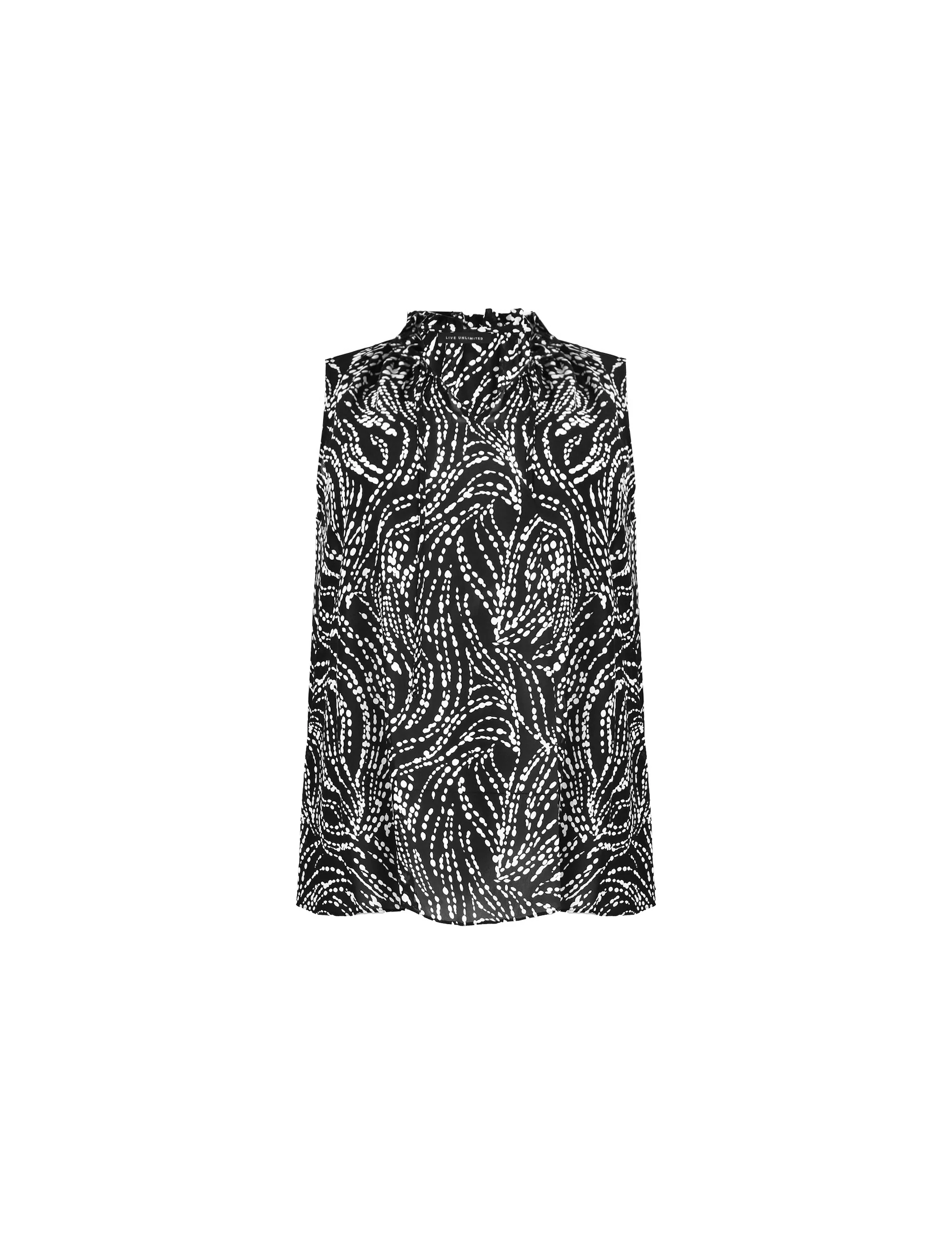 Mono Spot Print Ruffle Neck Blouse - Image 7