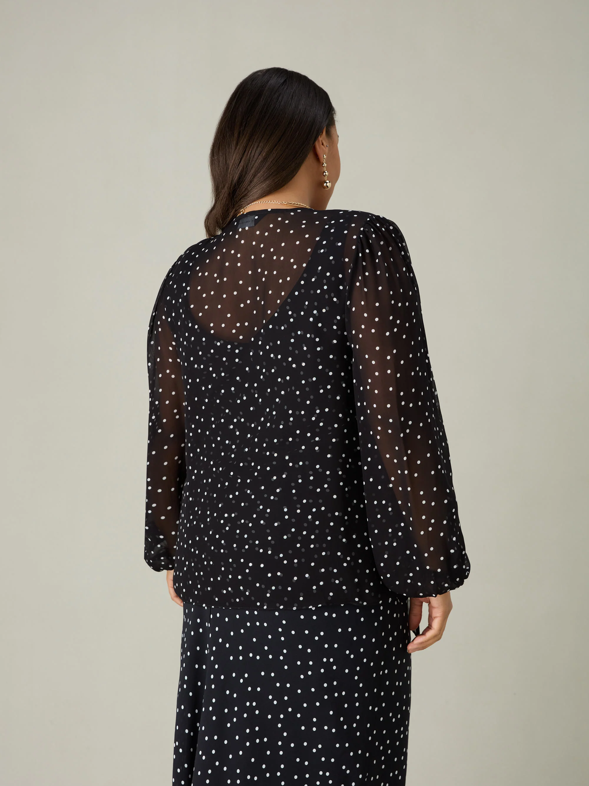 Mono Spot Print Tie Front Cover Up - Image 4