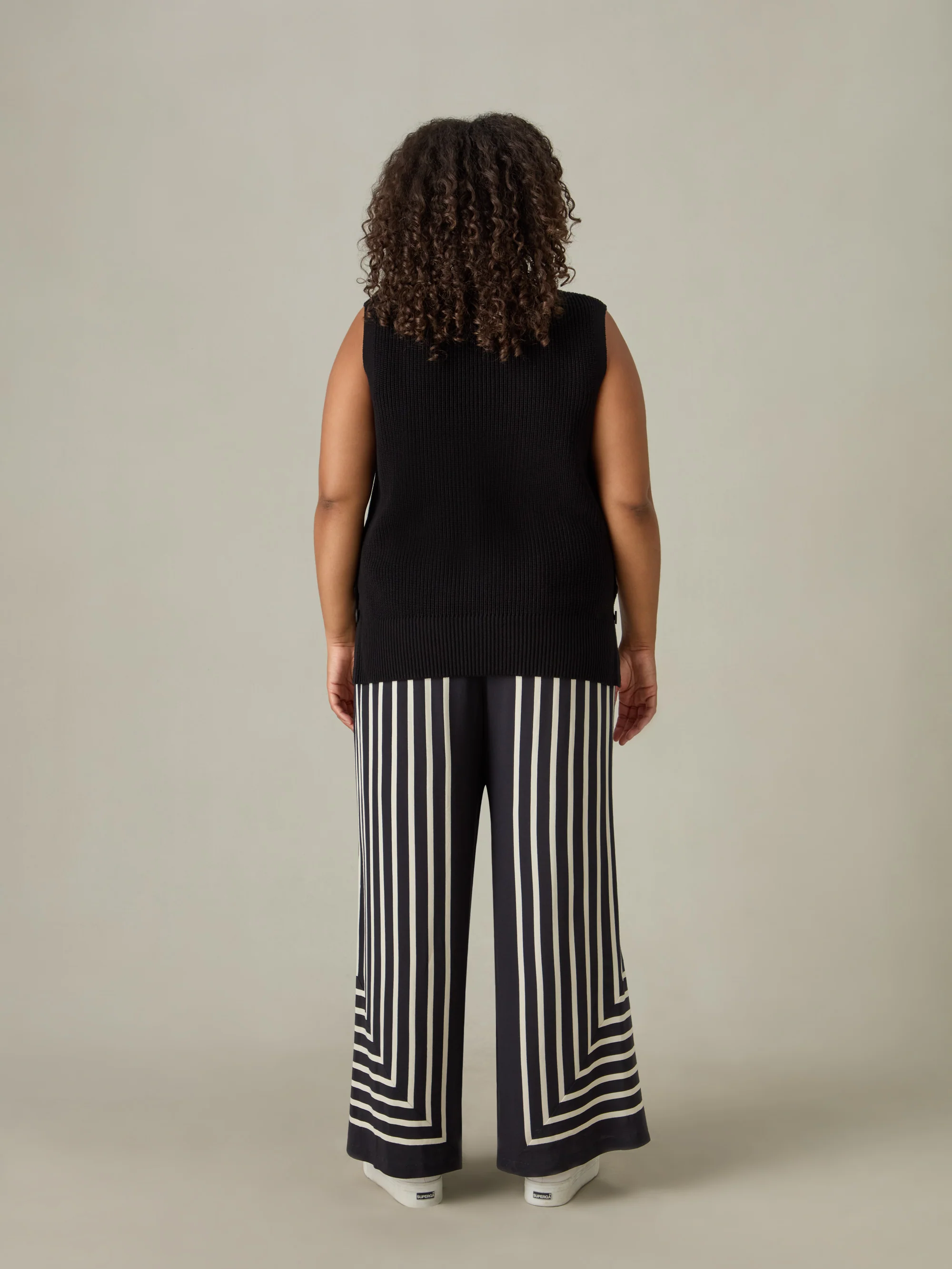 Mono Stripe Wide Leg Trouser - Image 6