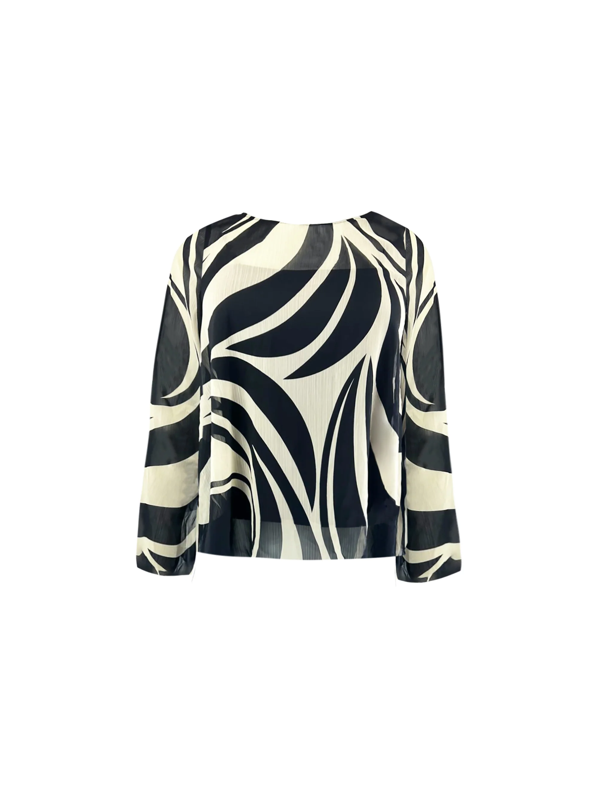 Mono Swirl Print High Low Chiffon Blouse - Image 7