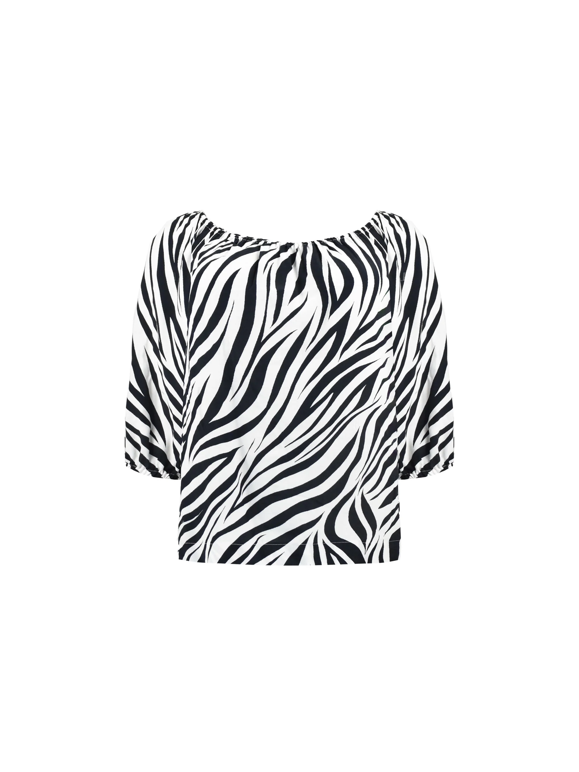 Mono Zebra Print Bardot Top - Image 5