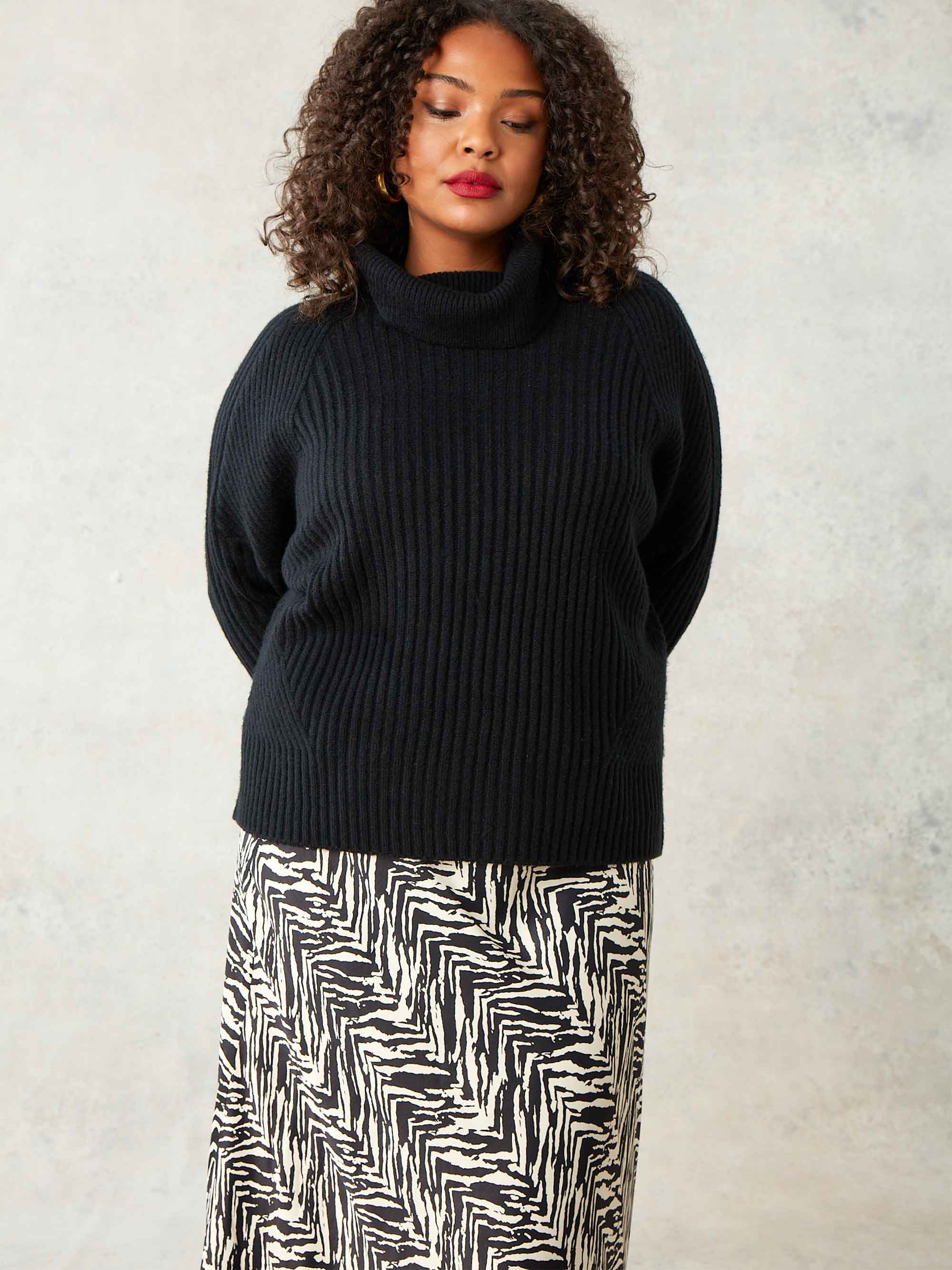 Mono Zebra Print Bias Cut Skirt - Image 5