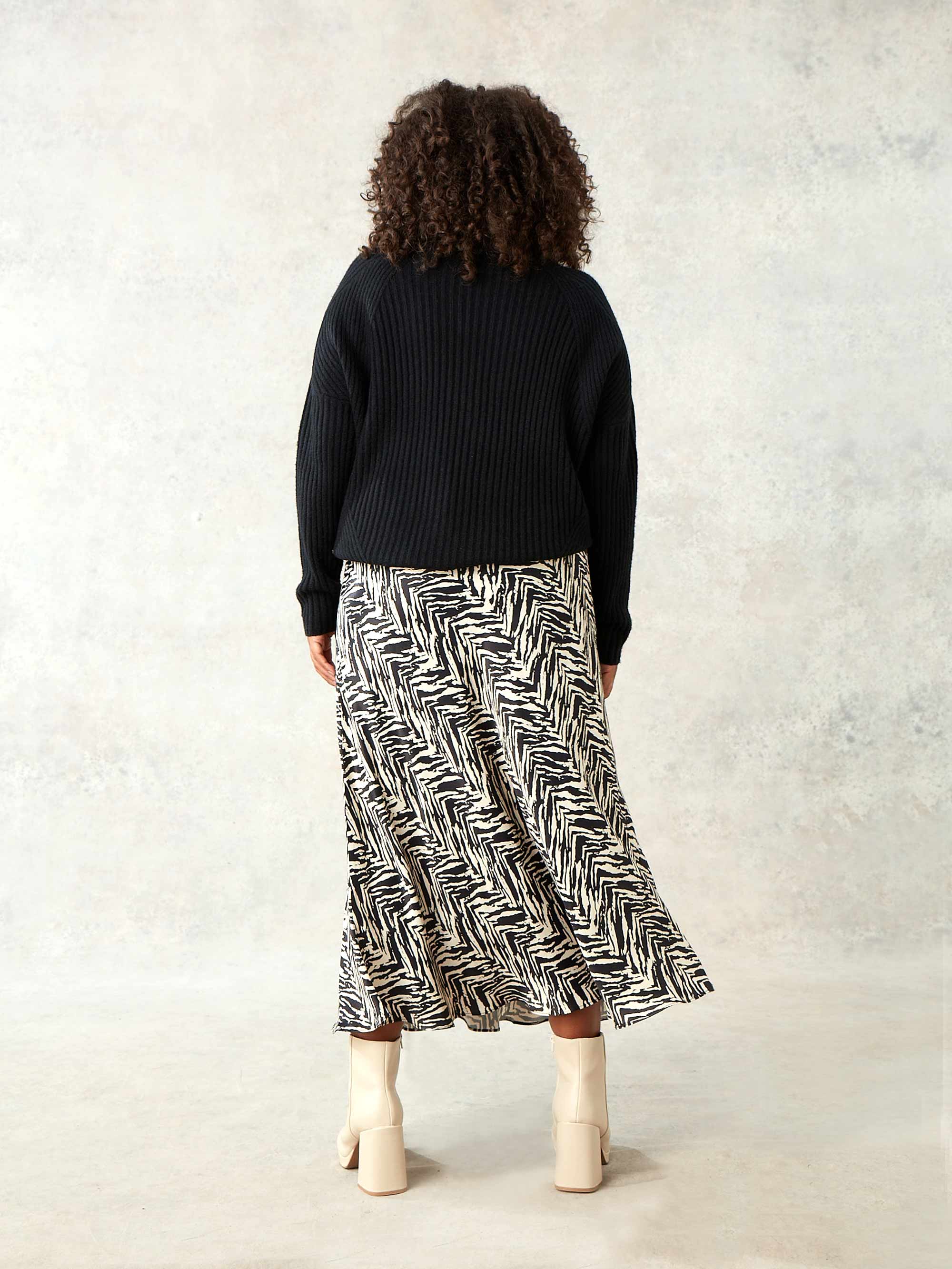 Mono Zebra Print Bias Cut Skirt - Image 6