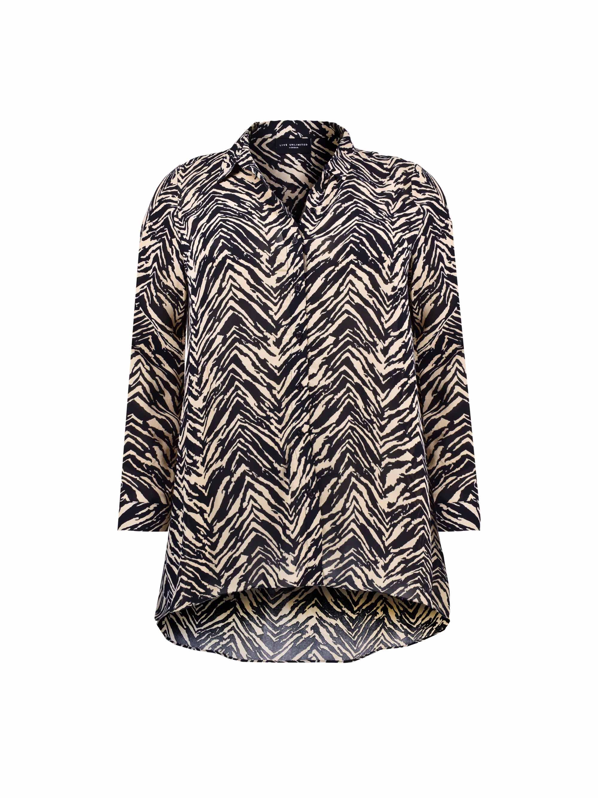 Mono Zebra Print Longline Shirt - Image 5