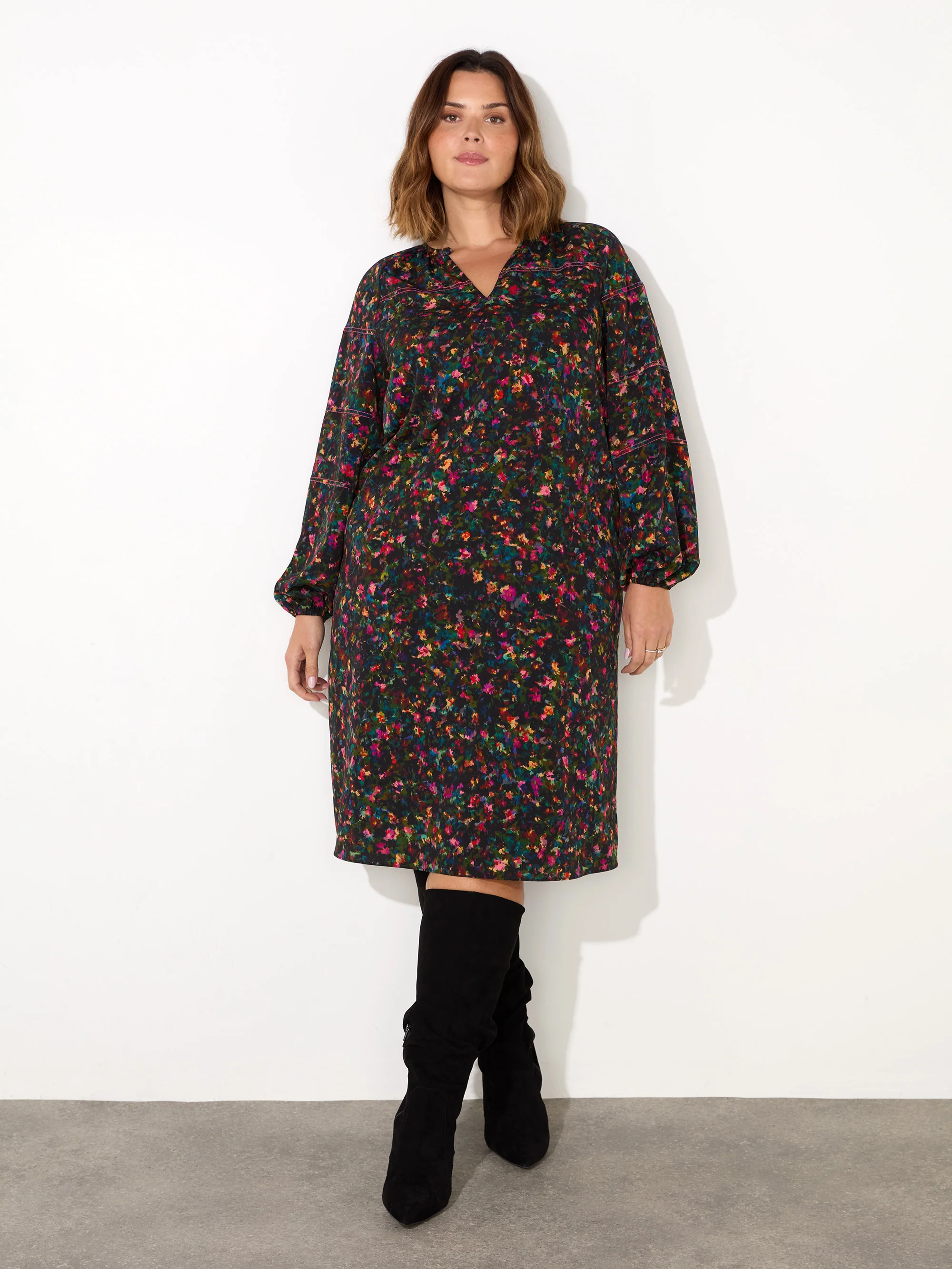 Multi Colour Ditsy Midi Dress - Image 2