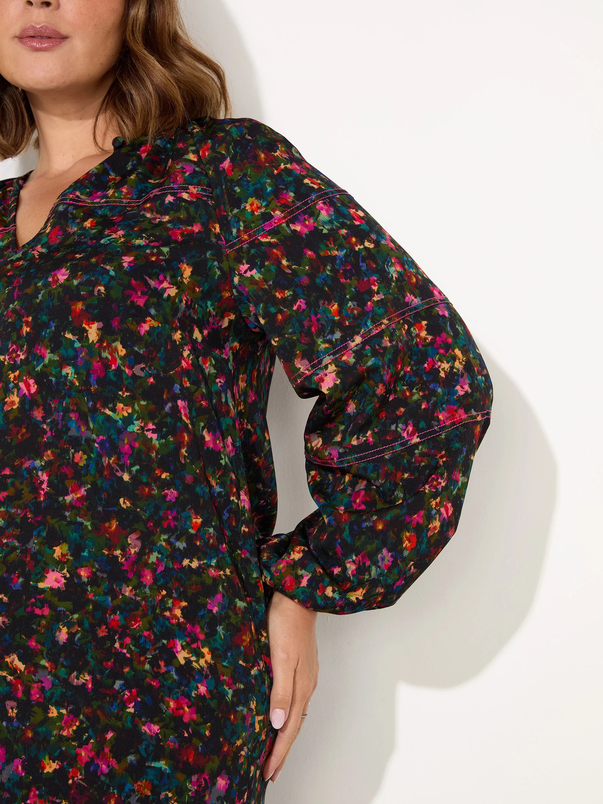 Multi Colour Ditsy Midi Dress - Image 3