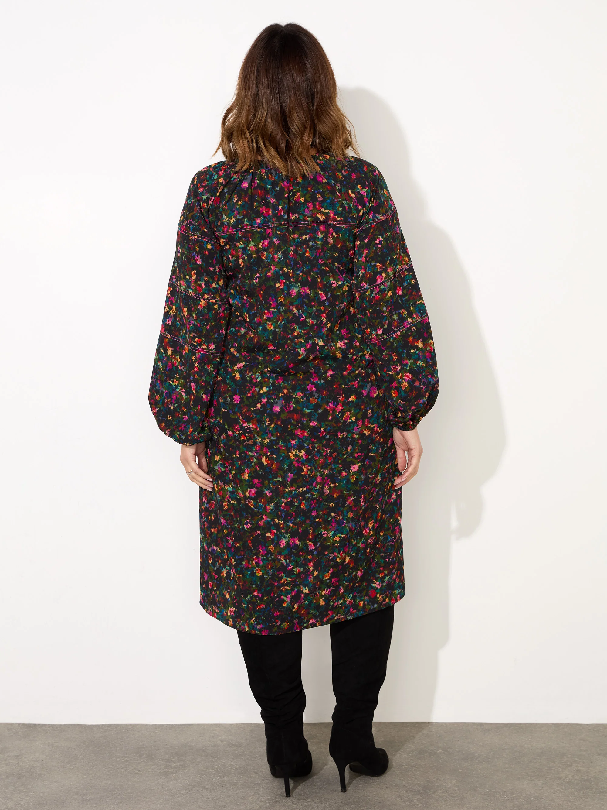Multi Colour Ditsy Midi Dress - Image 4