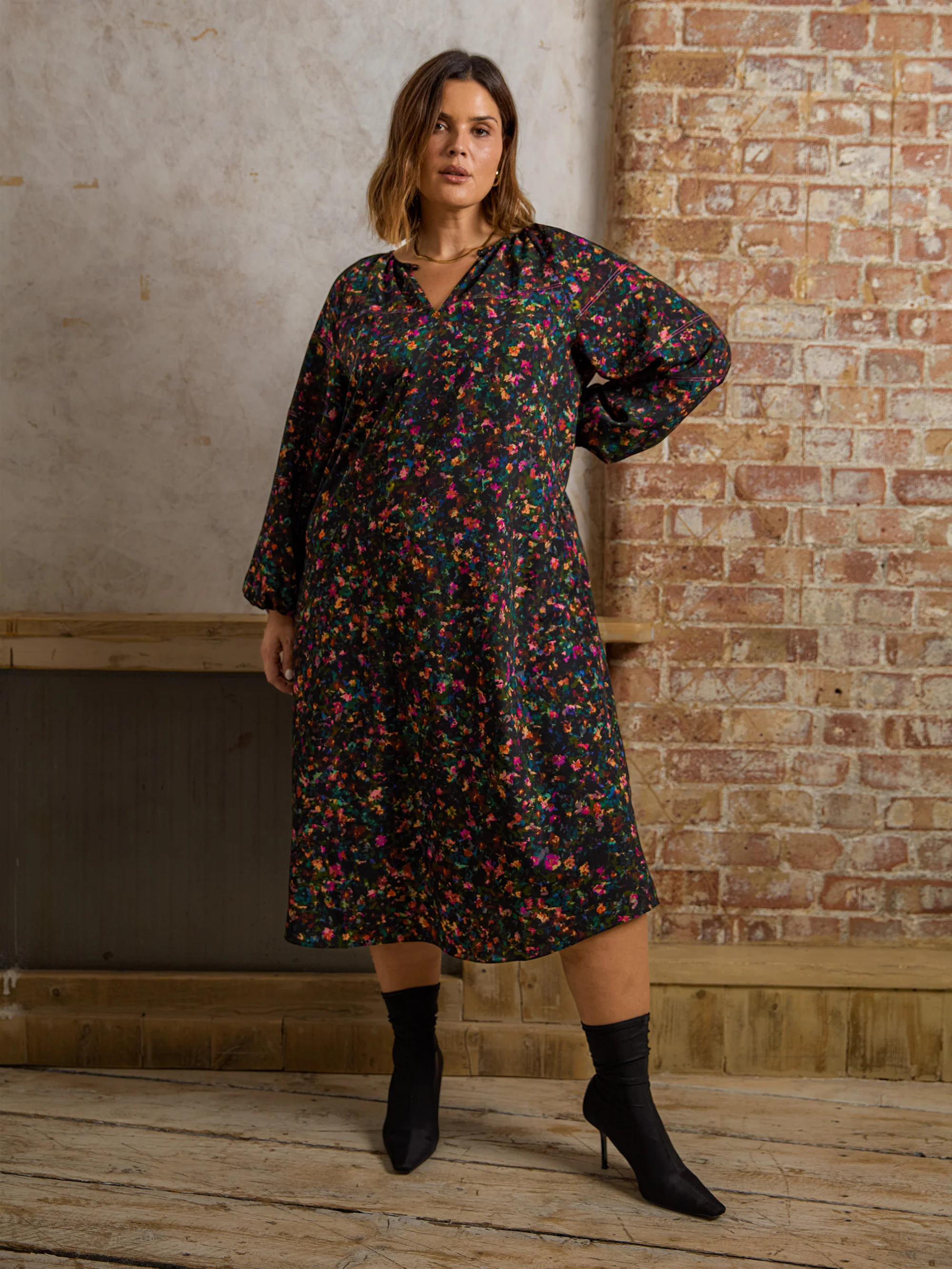 Multi Colour Ditsy Midi Dress - Image 5