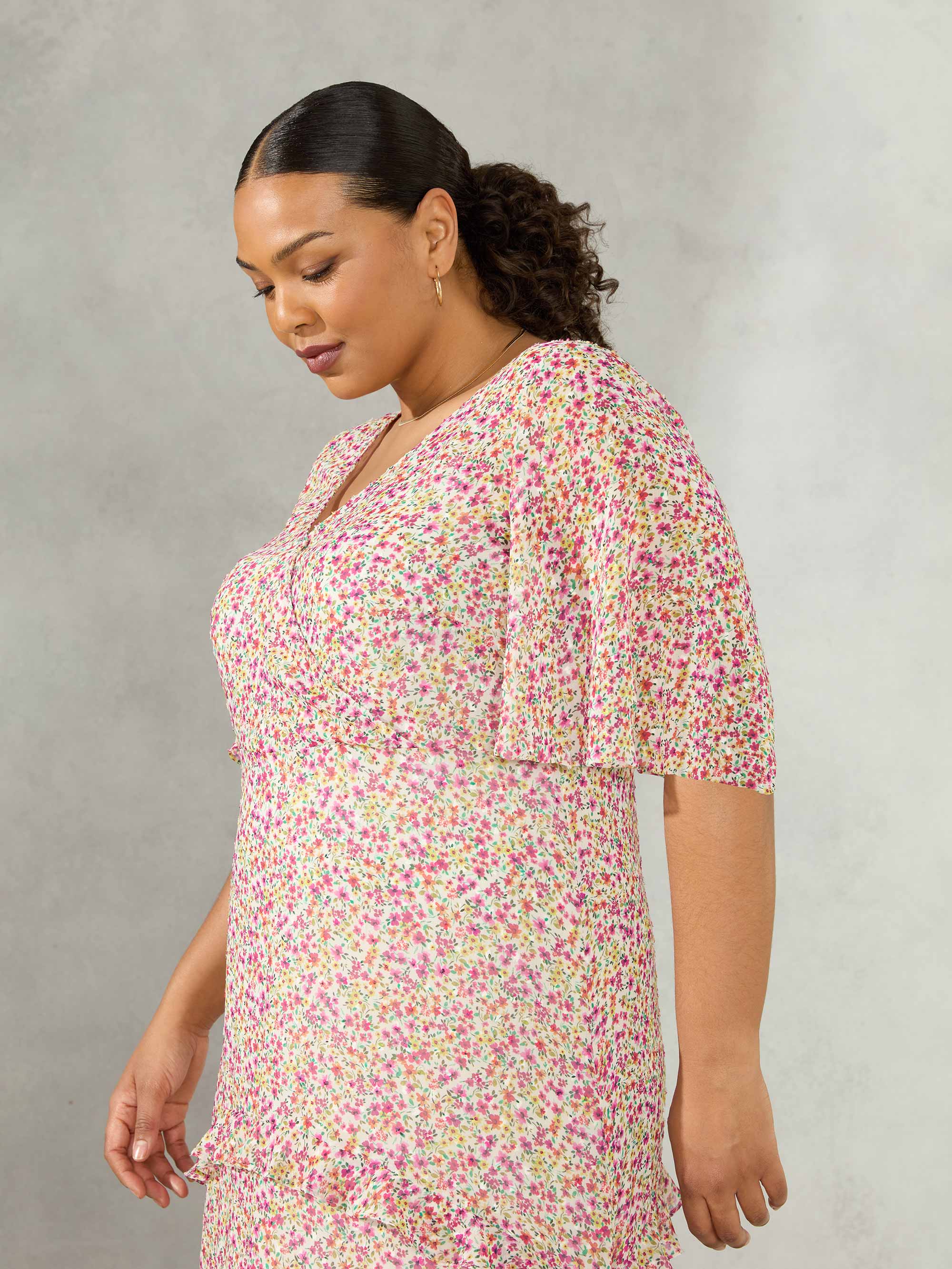 Multi Ditsy Maxi Tiered Ruffle Dress - Image 3