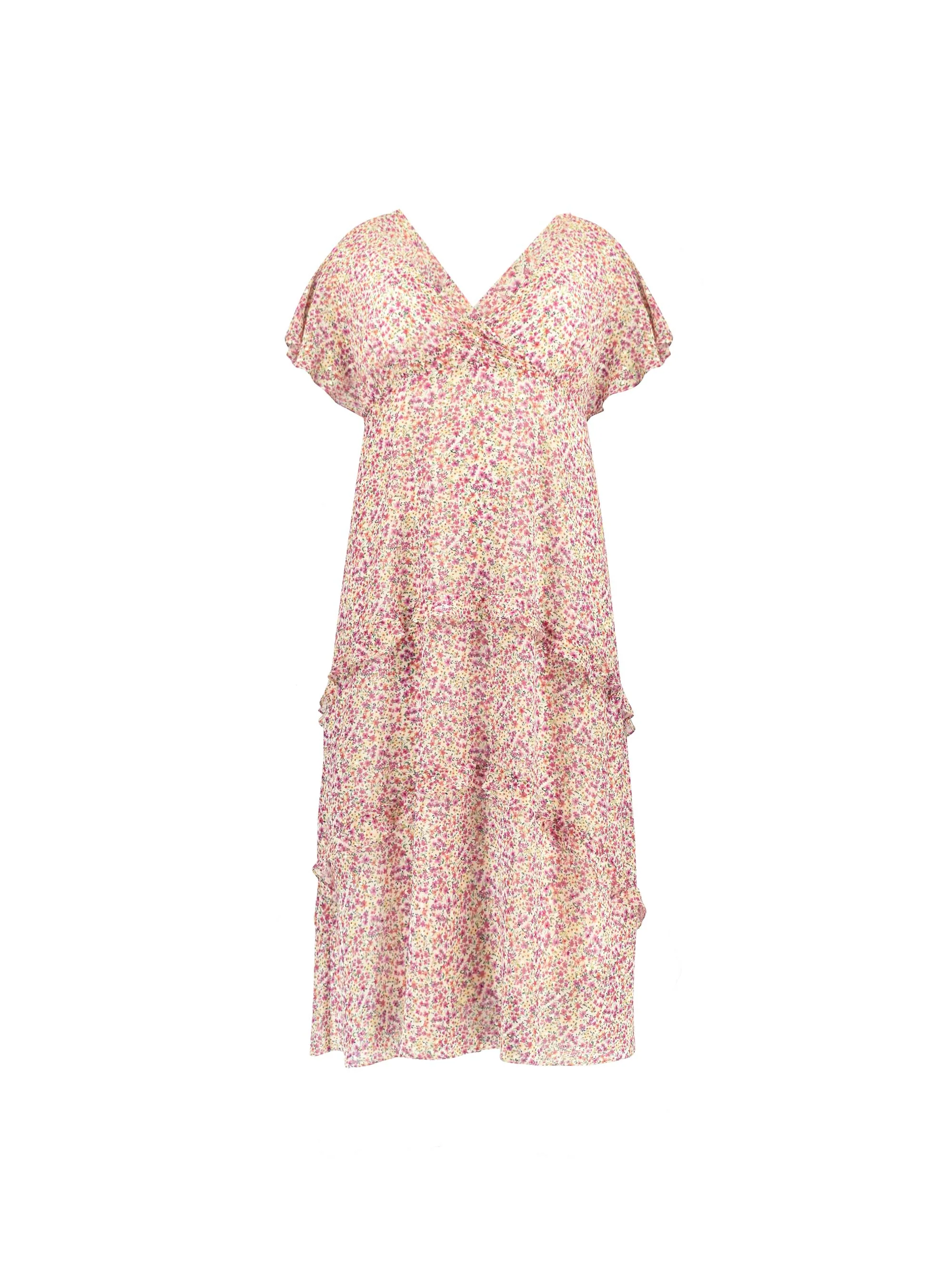 Multi Ditsy Maxi Tiered Ruffle Dress - Image 4