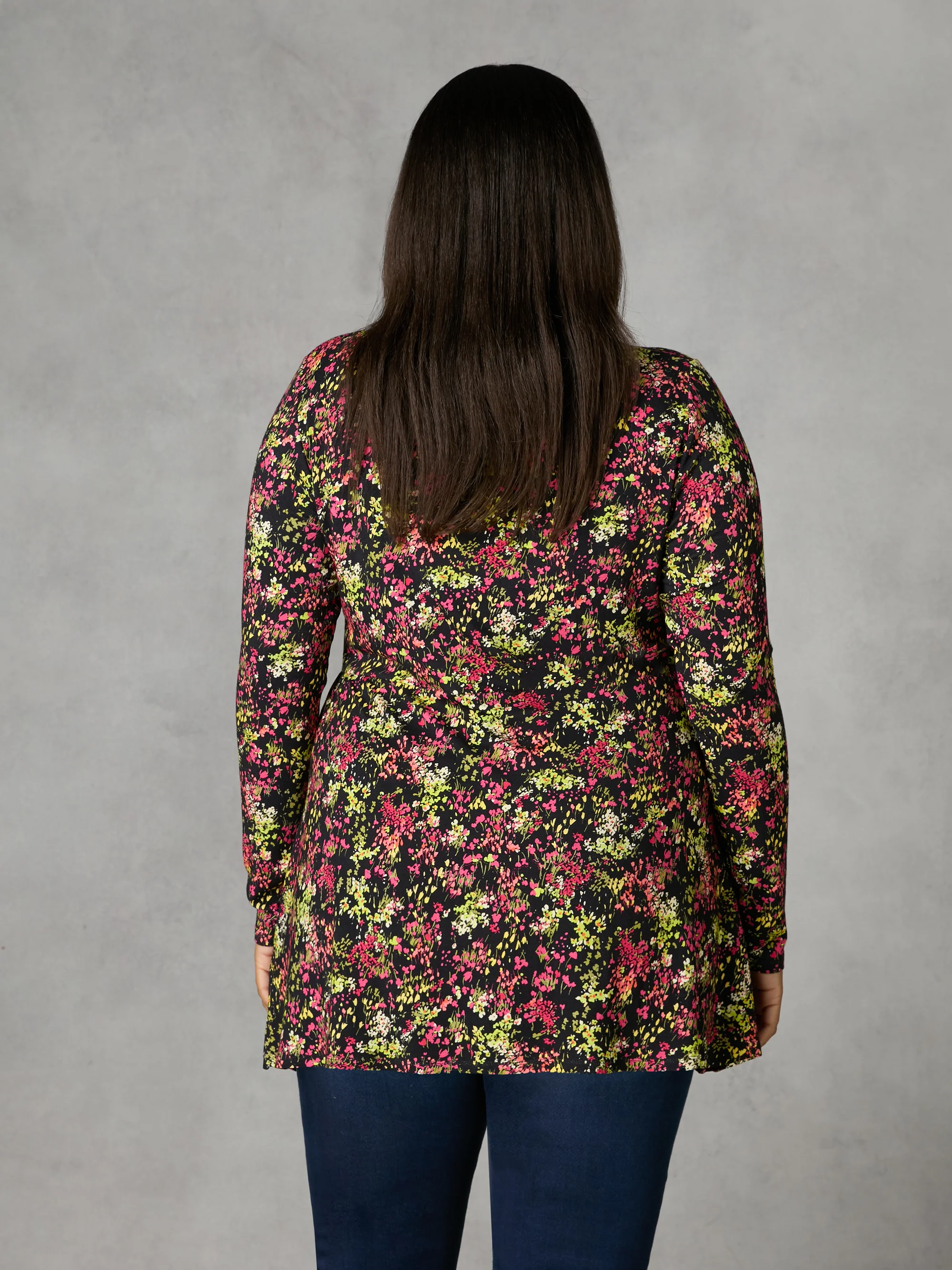 Multi Ditsy Print Jersey Empire Seam Top - Image 3