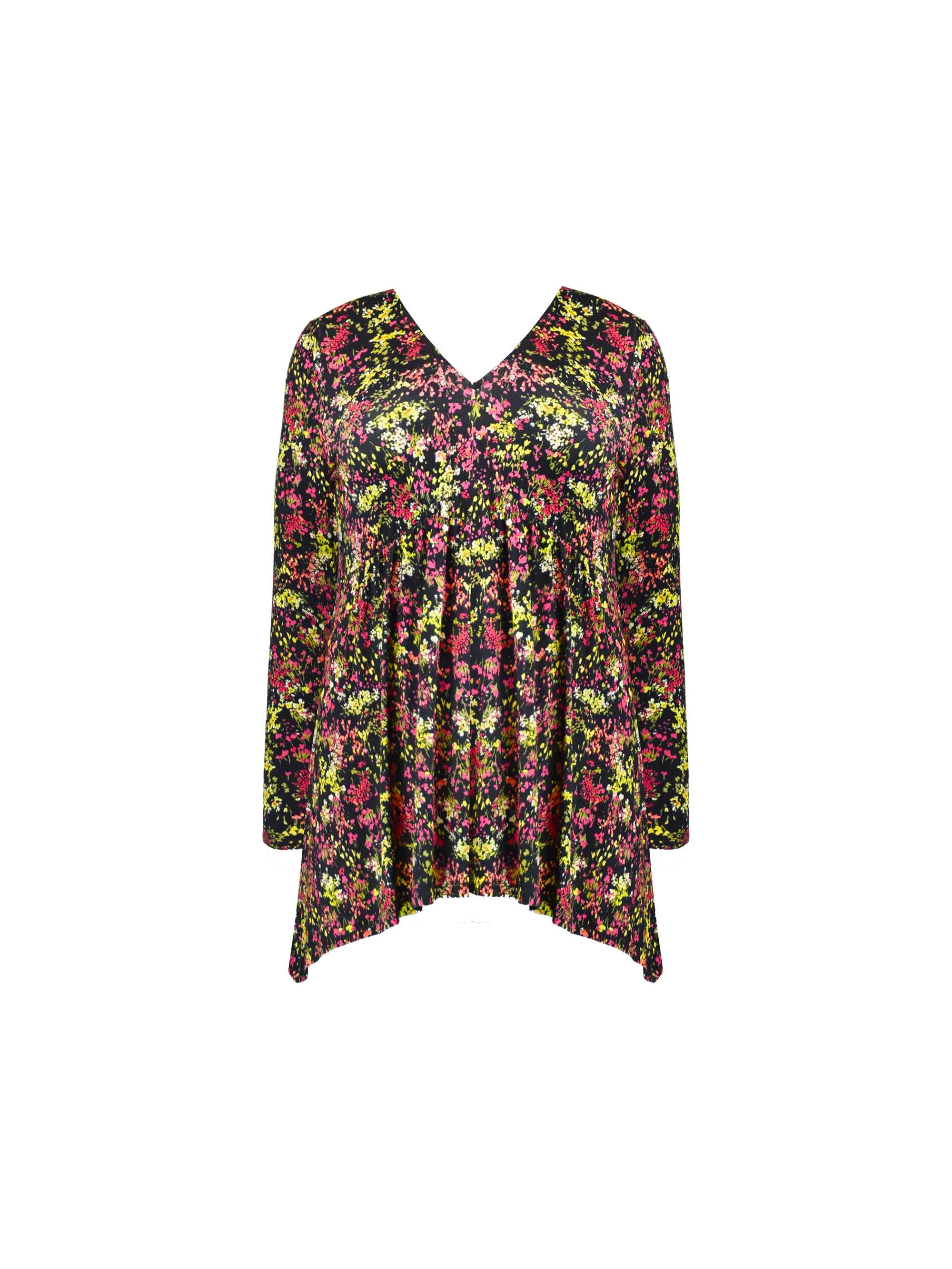 Multi Ditsy Print Jersey Empire Seam Top - Image 4